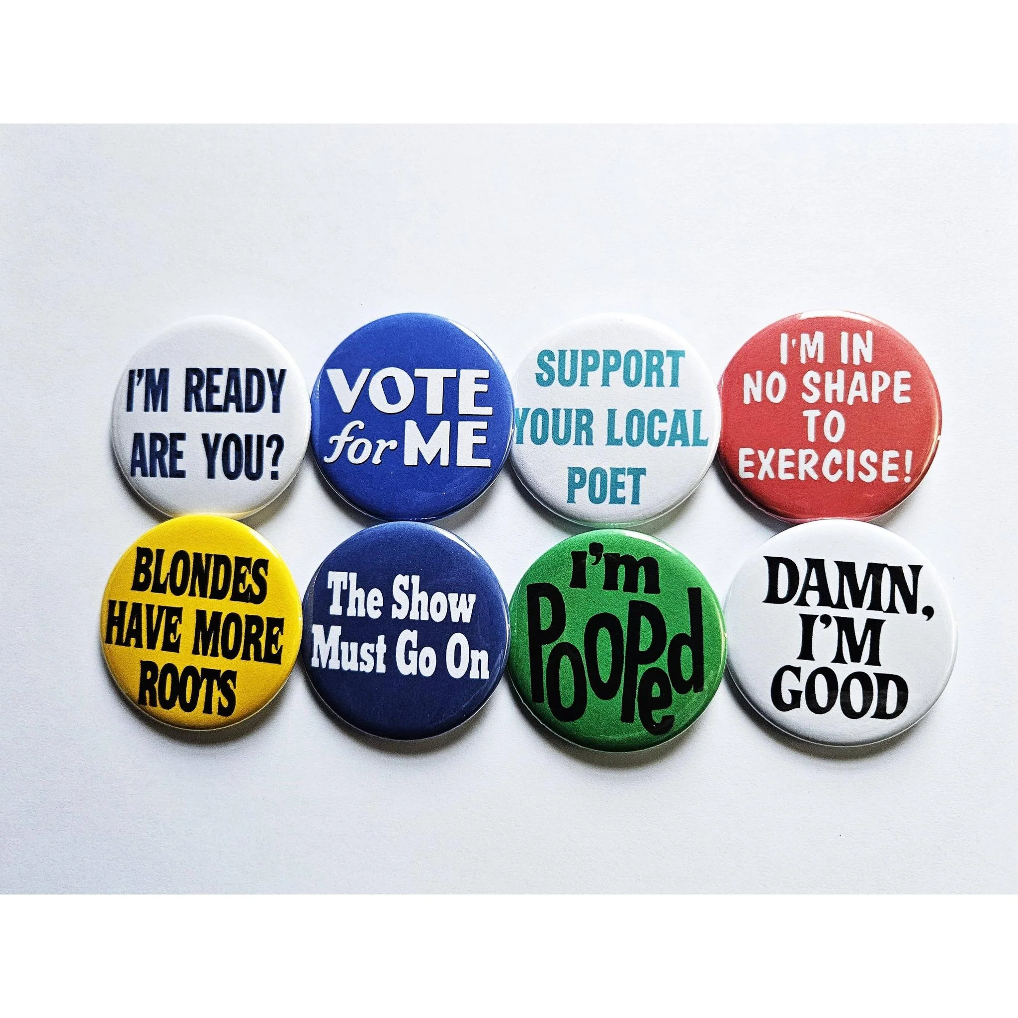 Vintage Reproduction Blondes Have More Roots Small Pinback Button | 1.25" Diameter '60 '70s '80s Retro Pin - Image 2