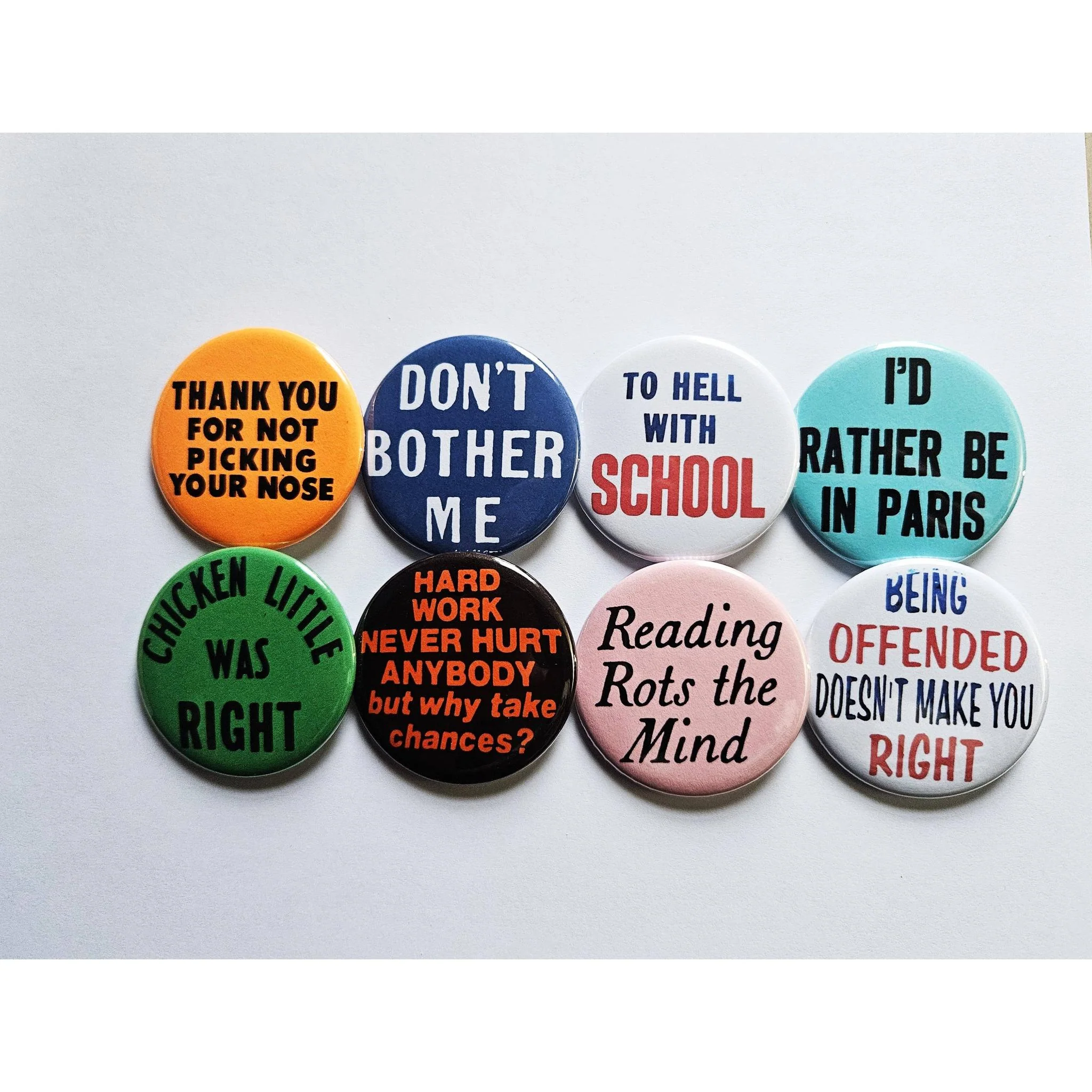 Vintage Reproduction Hard Work Never Hurt Anybody Small Pinback Button | 1.25" Diameter - Image 2