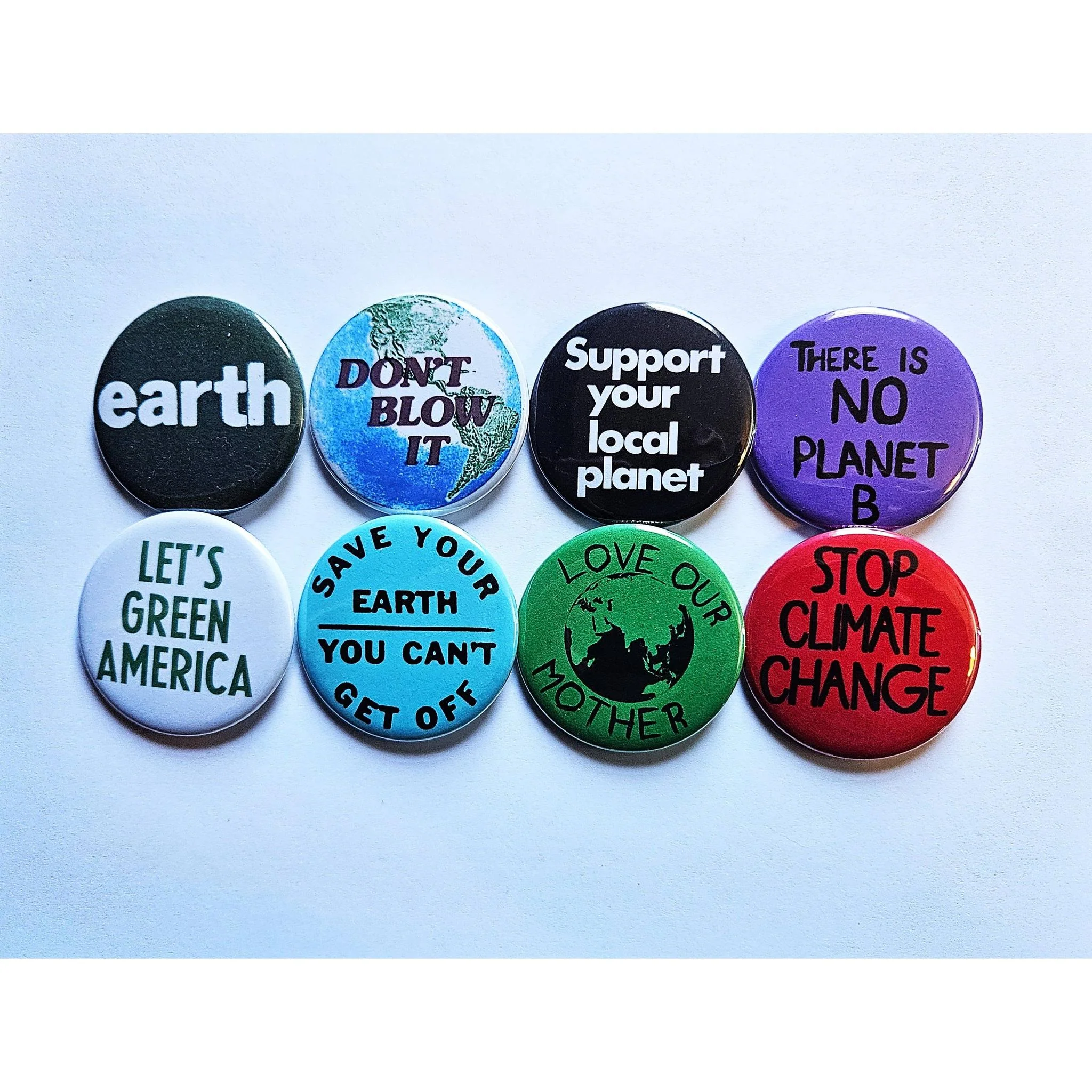 Vintage Reproduction Support Your Local Planet Environmental Small Pinback Button | 1.25" Diameter - Image 2