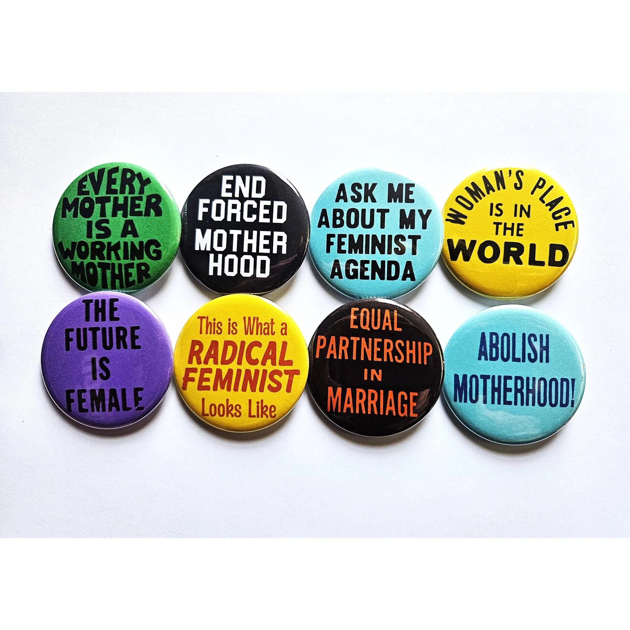 Vintage Reproduction End Forced Motherhood Feminist Small Pinback Button | 1.25" Diameter - Image 2