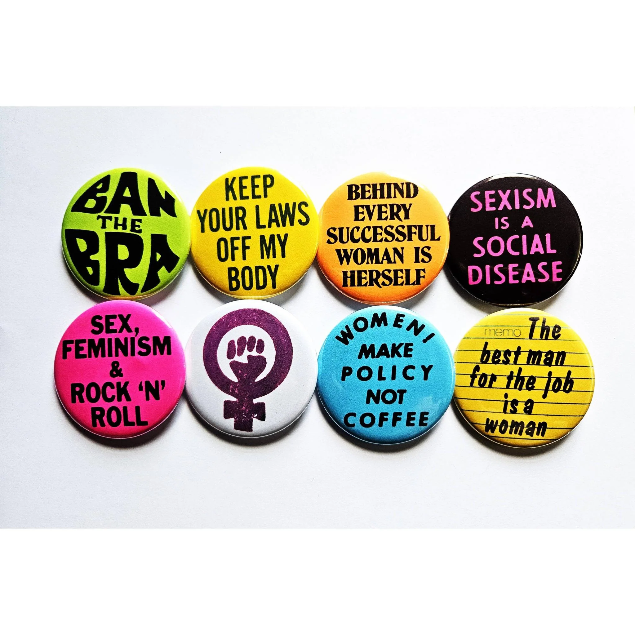 Vintage Reproduction Keep Your Laws Off My Body Feminist Pro-Choice Small Pinback Button | 1.25" Diameter - Image 2