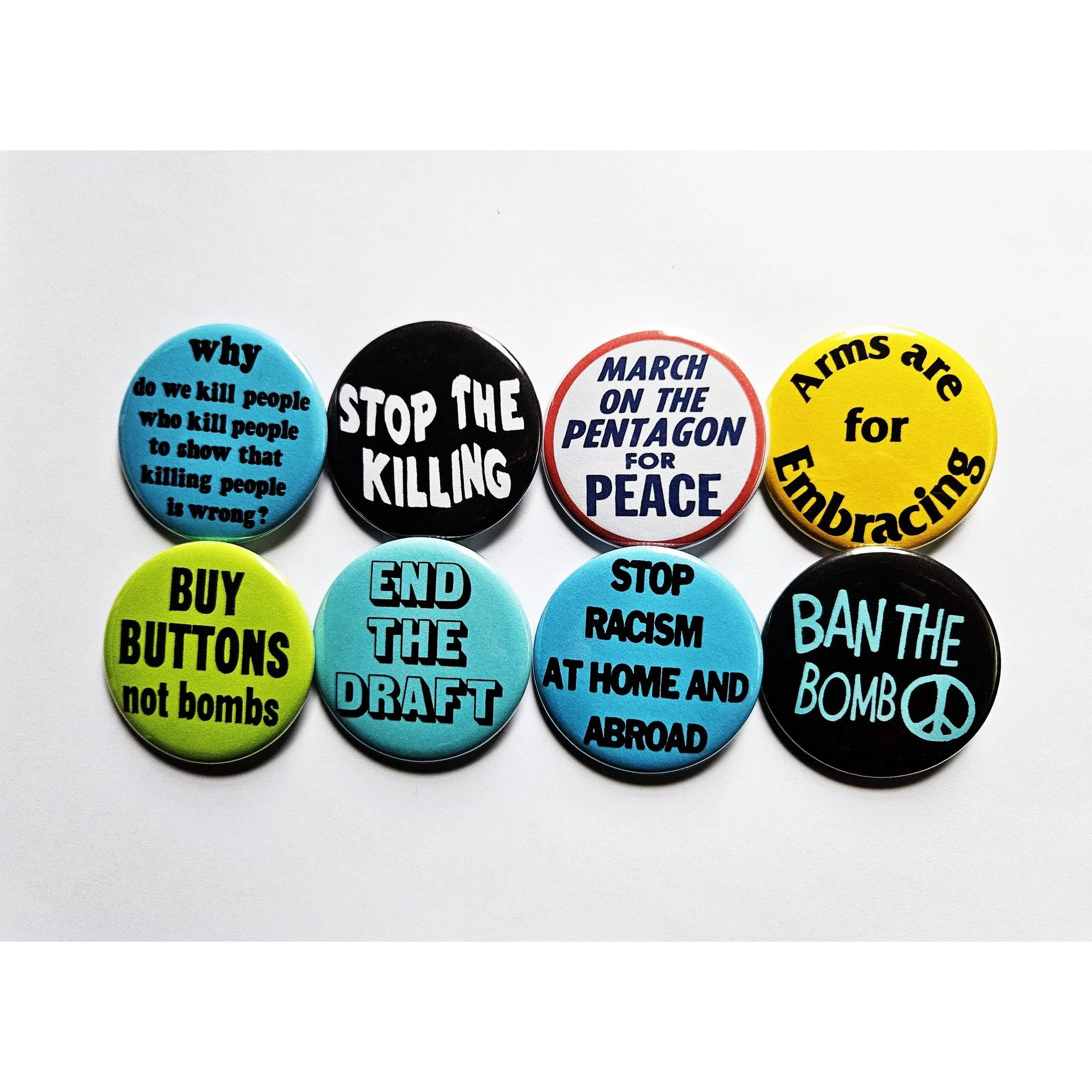 Vintage Reproduction Stop Racism at Home and Abroad Political Small Pinback Button | 1.25" Diameter - Image 2