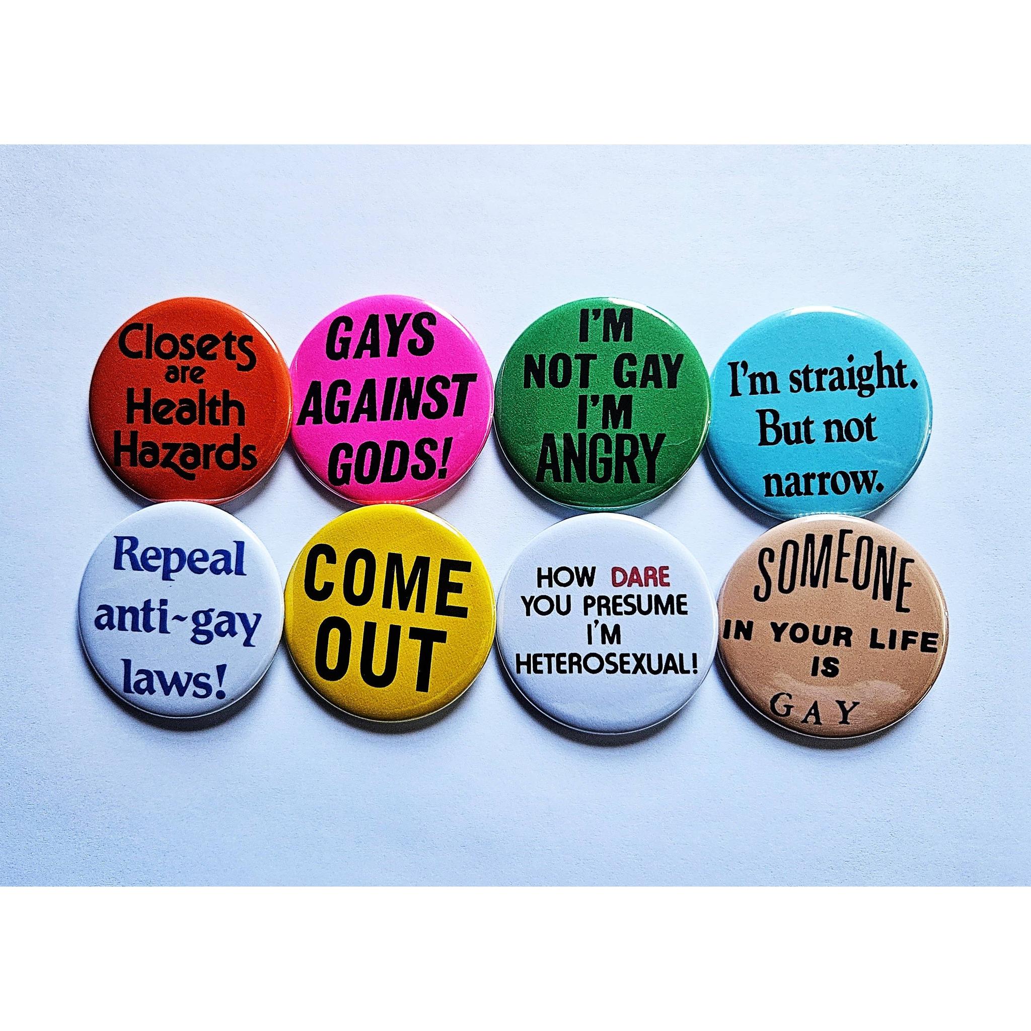 Vintage Reproduction Closets are Health Hazards Pride Small Pinback Button | 1.25" Diameter '60 '70s '80s Retro Pin - Image 2