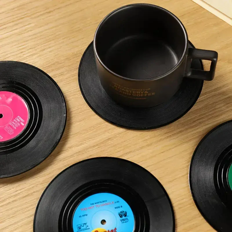 Vinyl Record Styled Funny Coasters in Set of 6 | Decorative Drinkware Barware | Gift for Music Lover - Image 4