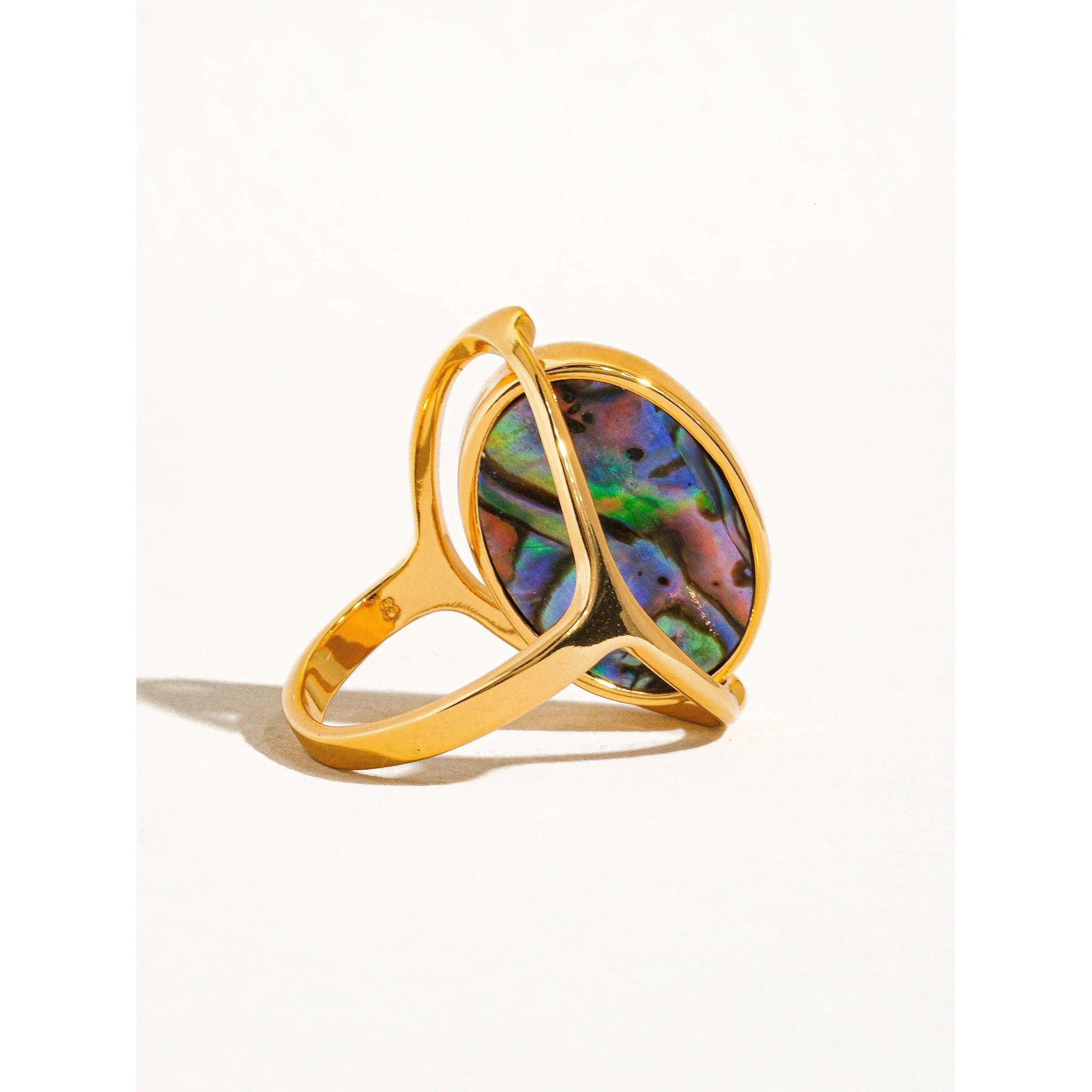 Violette 18K Gold Double-Sided Abalone & White Shell Ring | Two-in-one Reversible Ring - Image 5