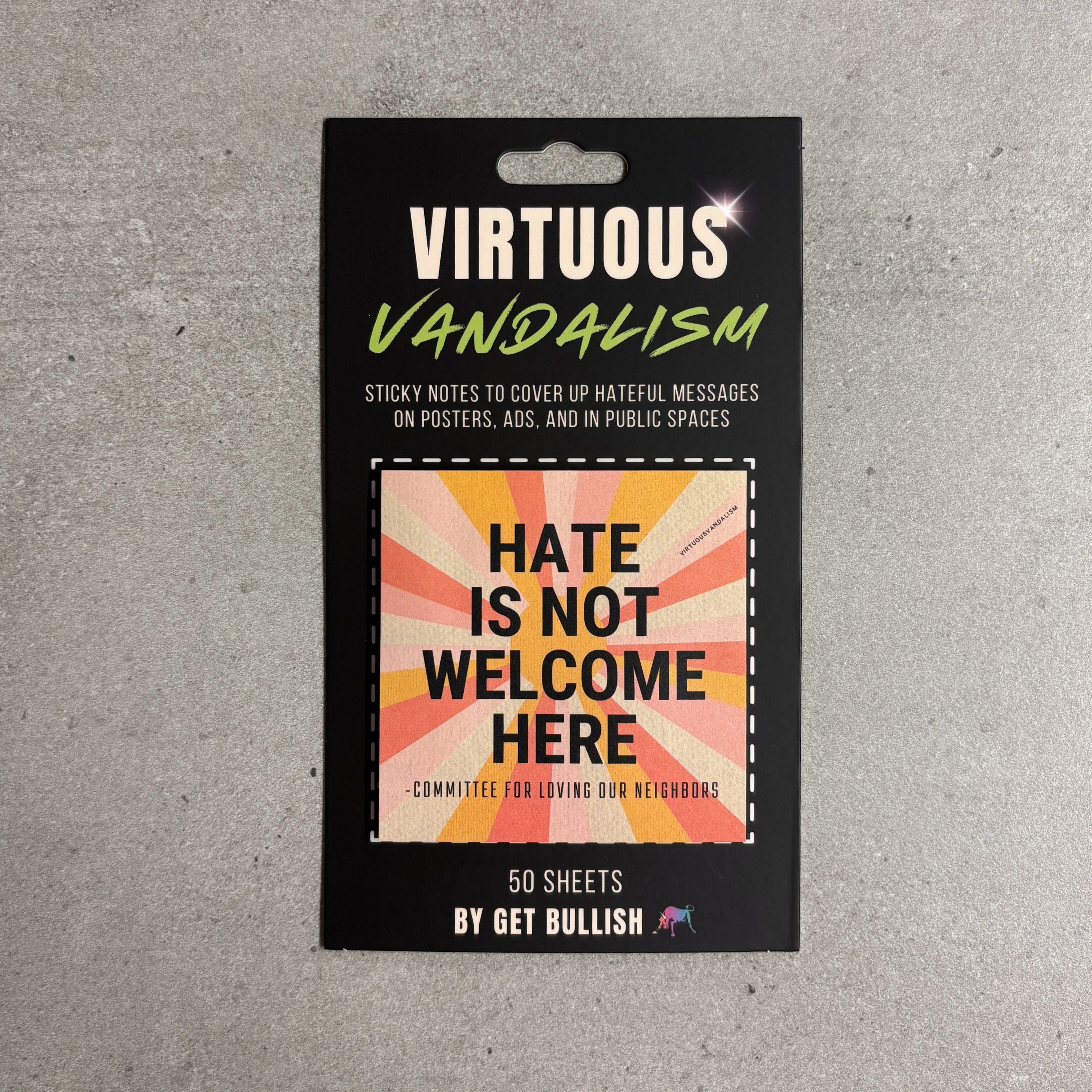 Virtuous Vandalism “Hate is Not Welcome Here” Sticky Notes 3" x 3" Pack of 50 | Combat and Cover Offensive Public Messages with Adhesive Protest Notes - Image 5