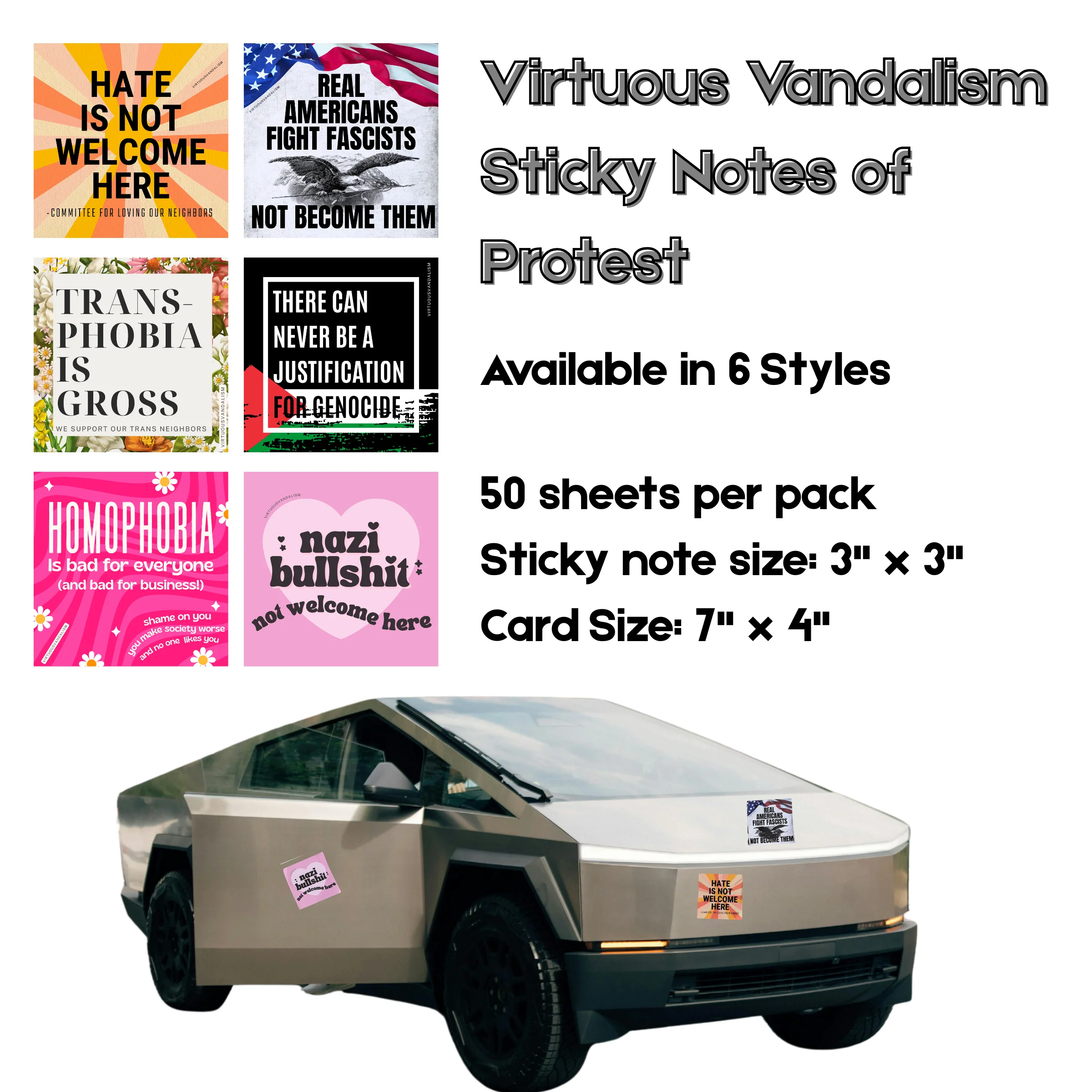 Virtuous Vandalism “Hate is Not Welcome Here” Sticky Notes 3" x 3" Pack of 50 | Combat and Cover Offensive Public Messages with Adhesive Protest Notes - Image 8