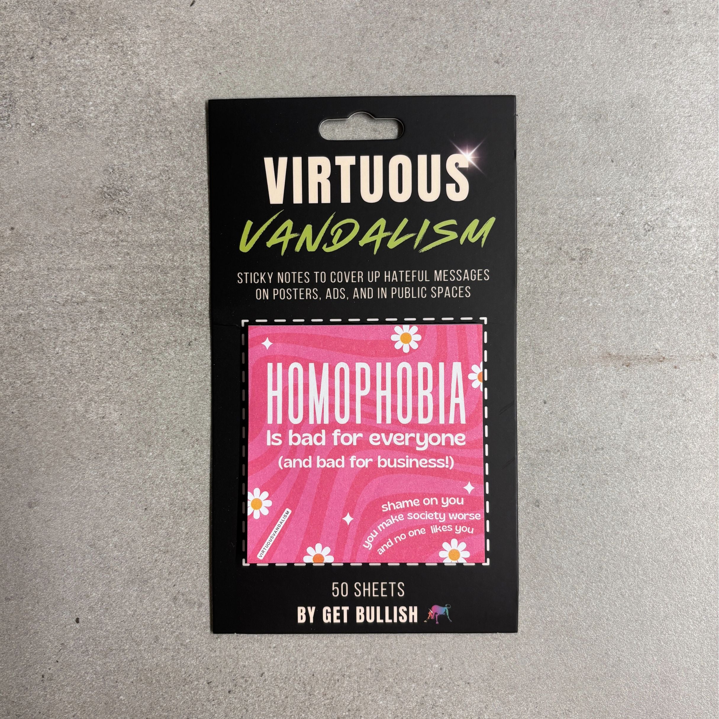 Virtuous Vandalism “Homophobia is Bad for Everyone” Sticky Notes 3" x 3" Pack of 50 | Combat and Cover Offensive Public Messages with Adhesive Protest Notes - Image 4