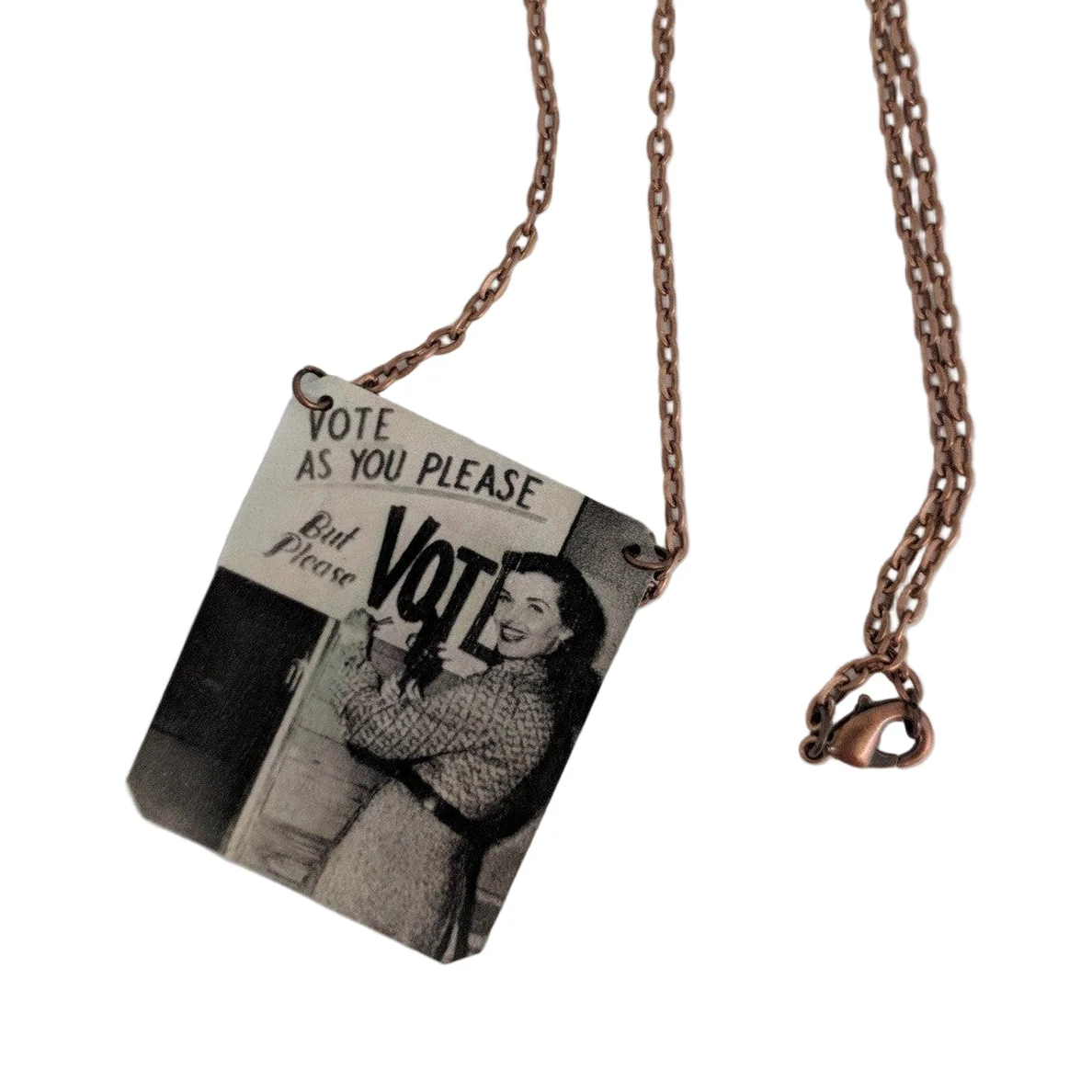 Vote As You Please But Please Vote Handmade Women's Suffrage Necklace