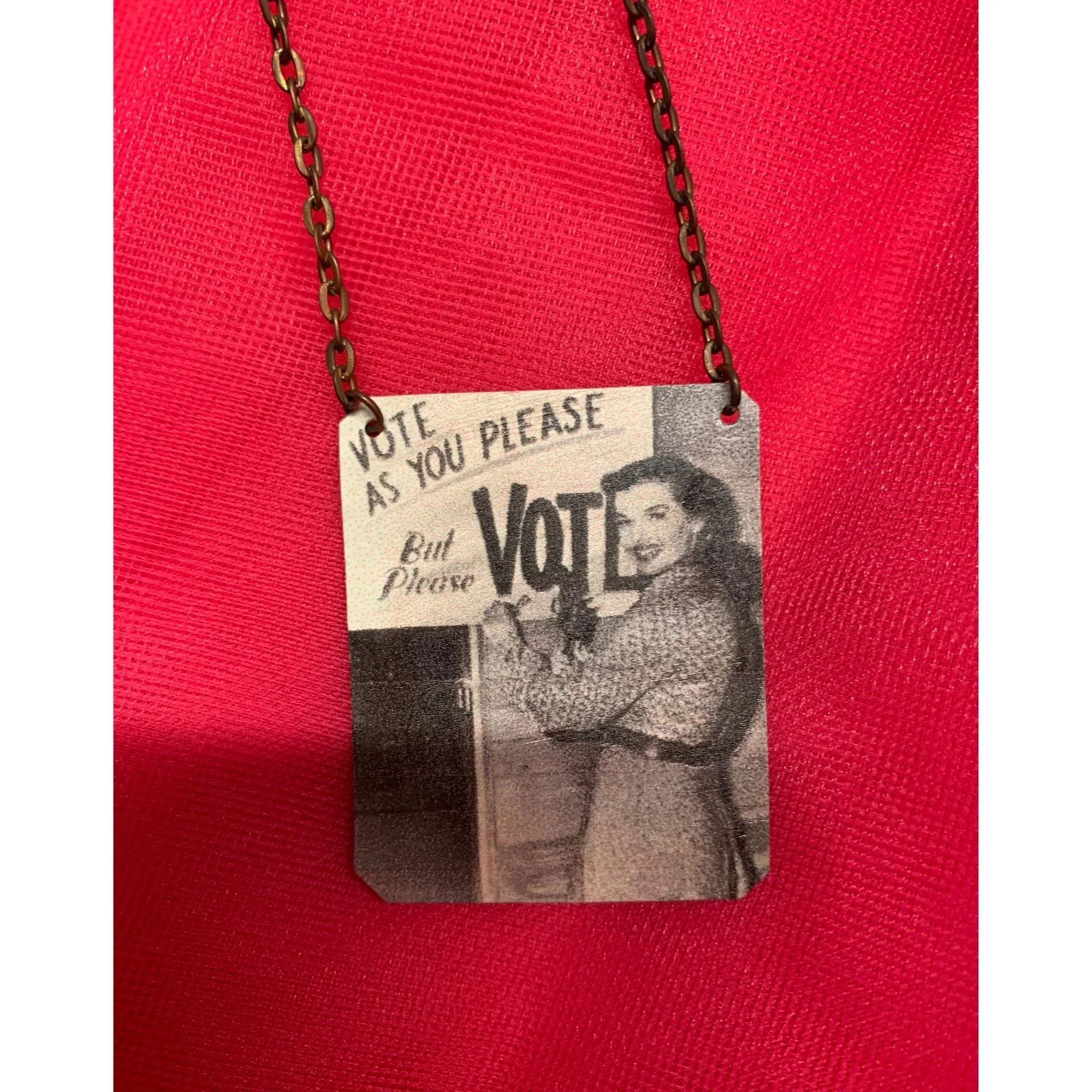 Vote As You Please But Please Vote Handmade Women's Suffrage Necklace - Image 2