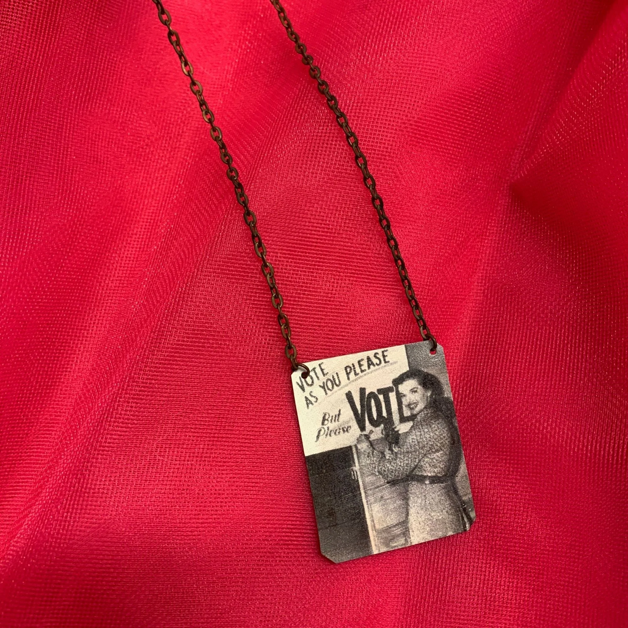 Vote As You Please But Please Vote Handmade Women's Suffrage Necklace - Image 3