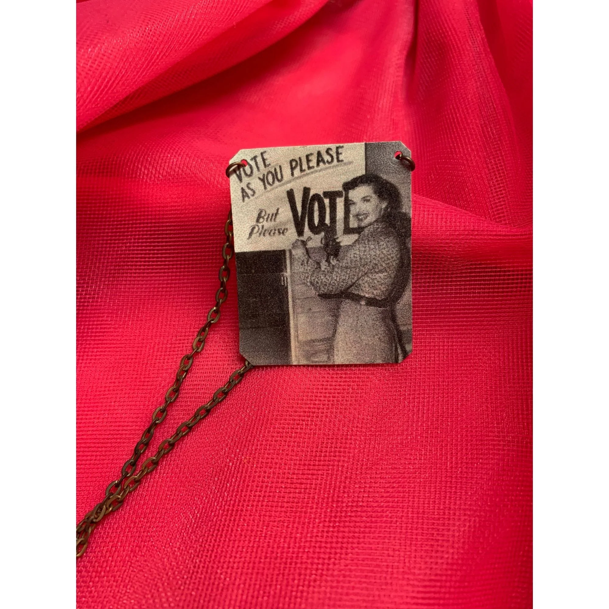 Vote As You Please But Please Vote Handmade Women's Suffrage Necklace - Image 4