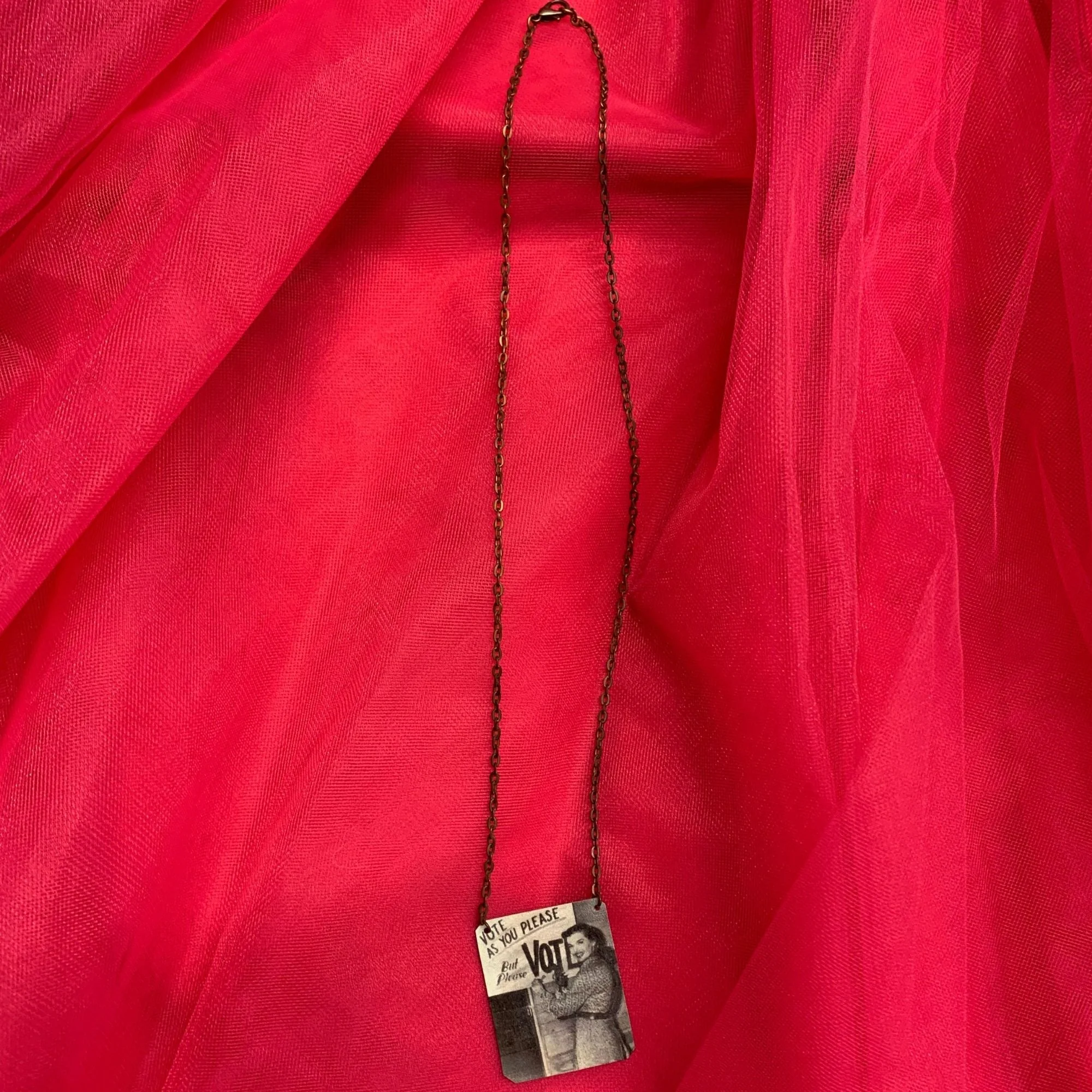 Vote As You Please But Please Vote Handmade Women's Suffrage Necklace - Image 5