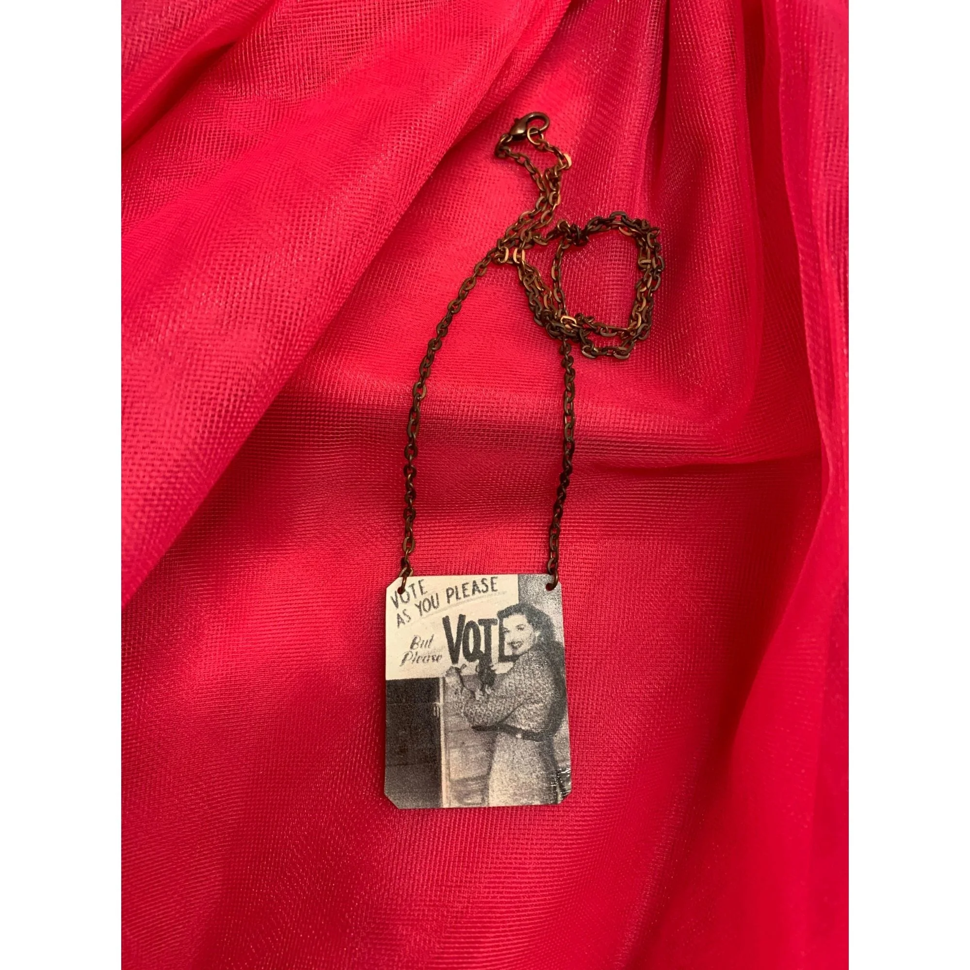 Vote As You Please But Please Vote Handmade Women's Suffrage Necklace - Image 6