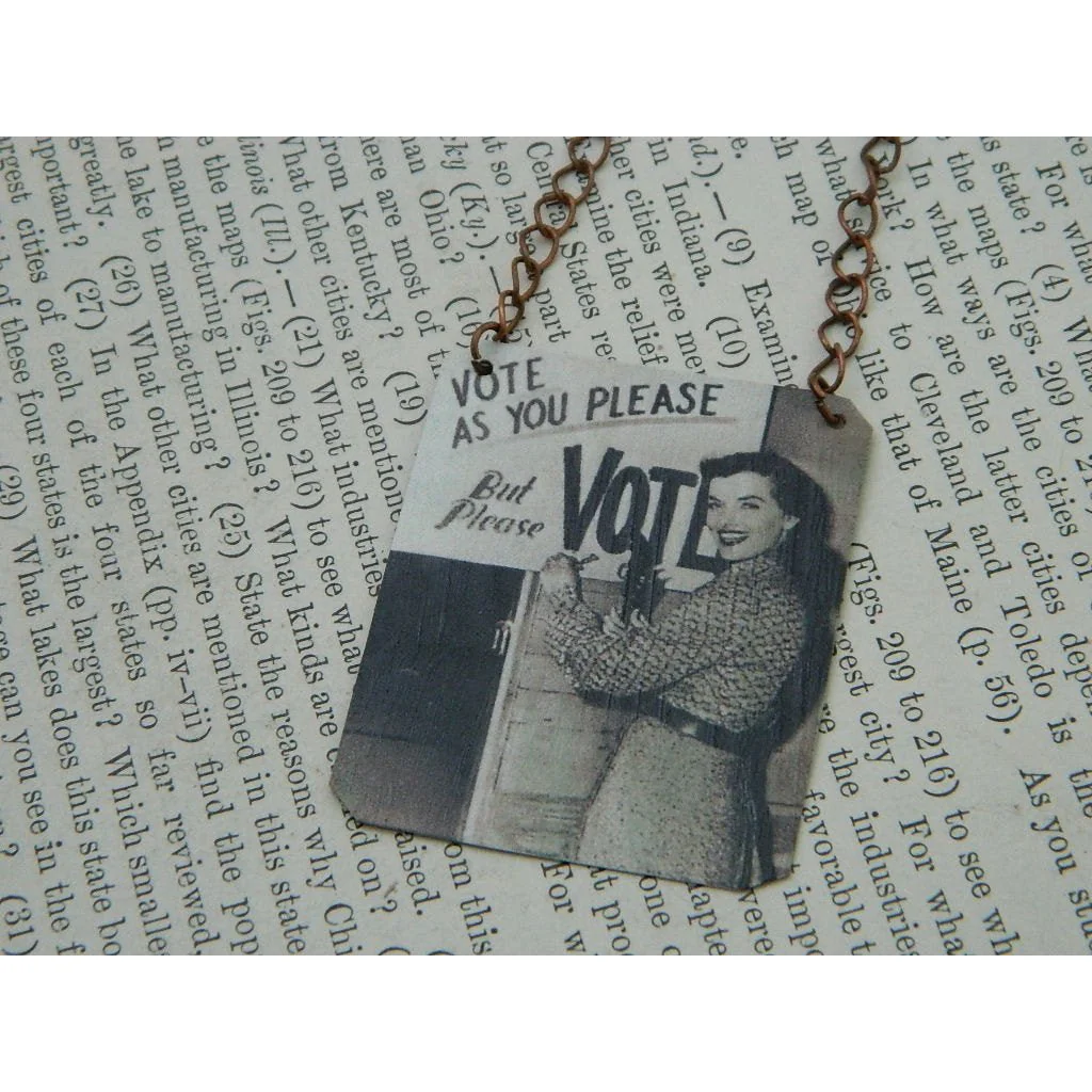 Vote As You Please But Please Vote Handmade Women's Suffrage Necklace - Image 7