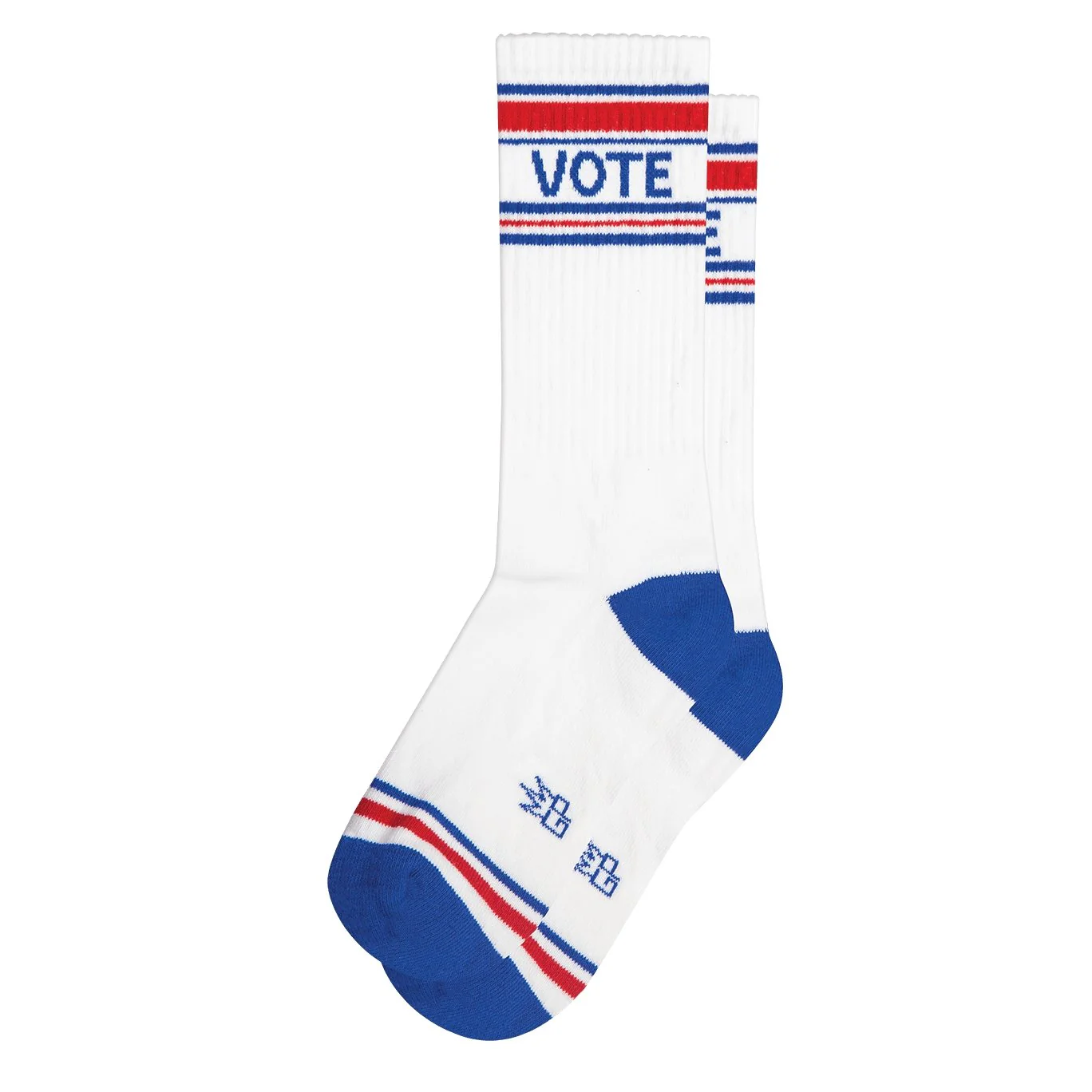 Vote Gym Crew Socks in White, Blue and Red | Unisex Women's Men's - Image 2