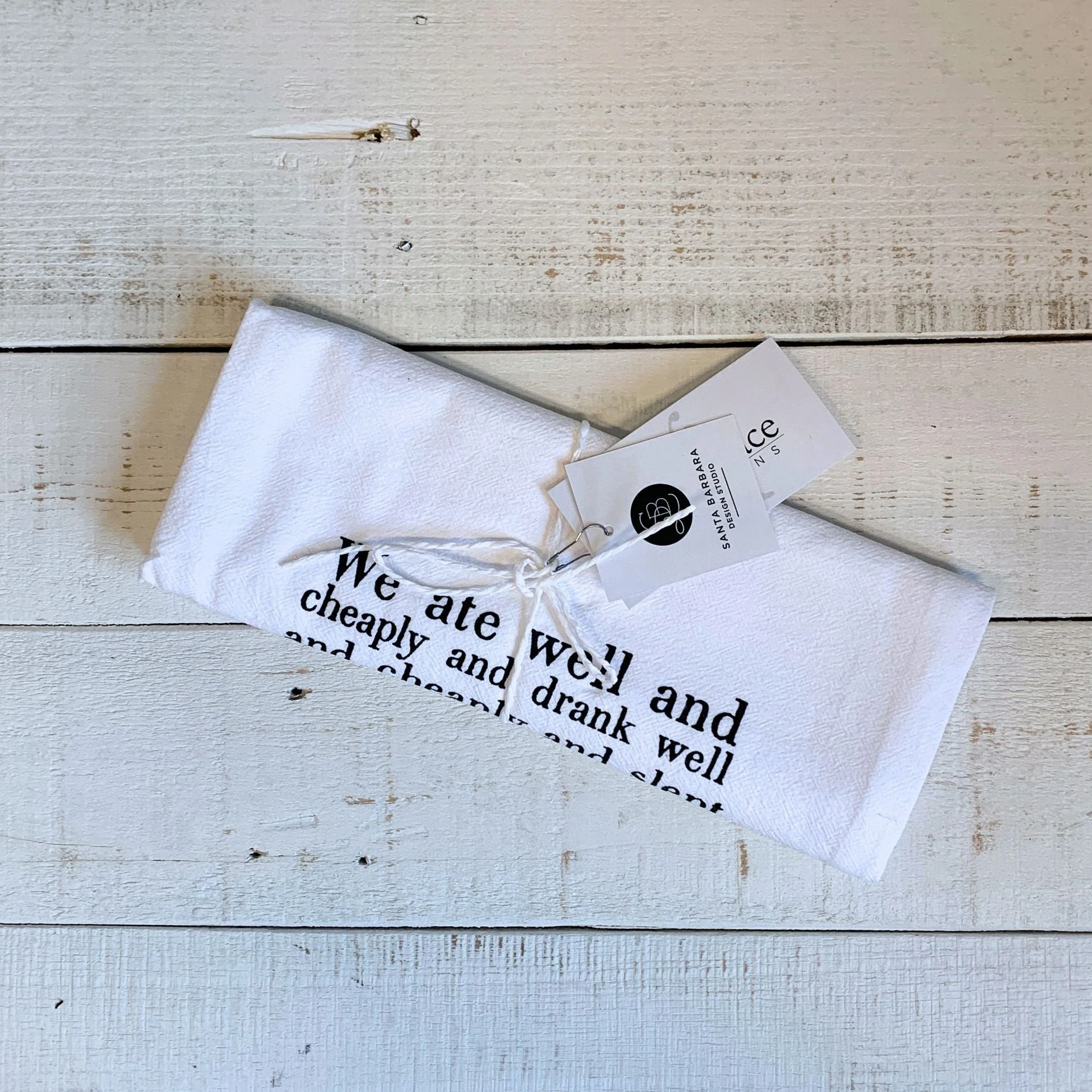 Hemingway Quote "We Ate Well and Loved Each Other" Thirsty Boy Dish Towel | Cotton Flour Sack Kitchen Towel | 30" x 30" - Image 3