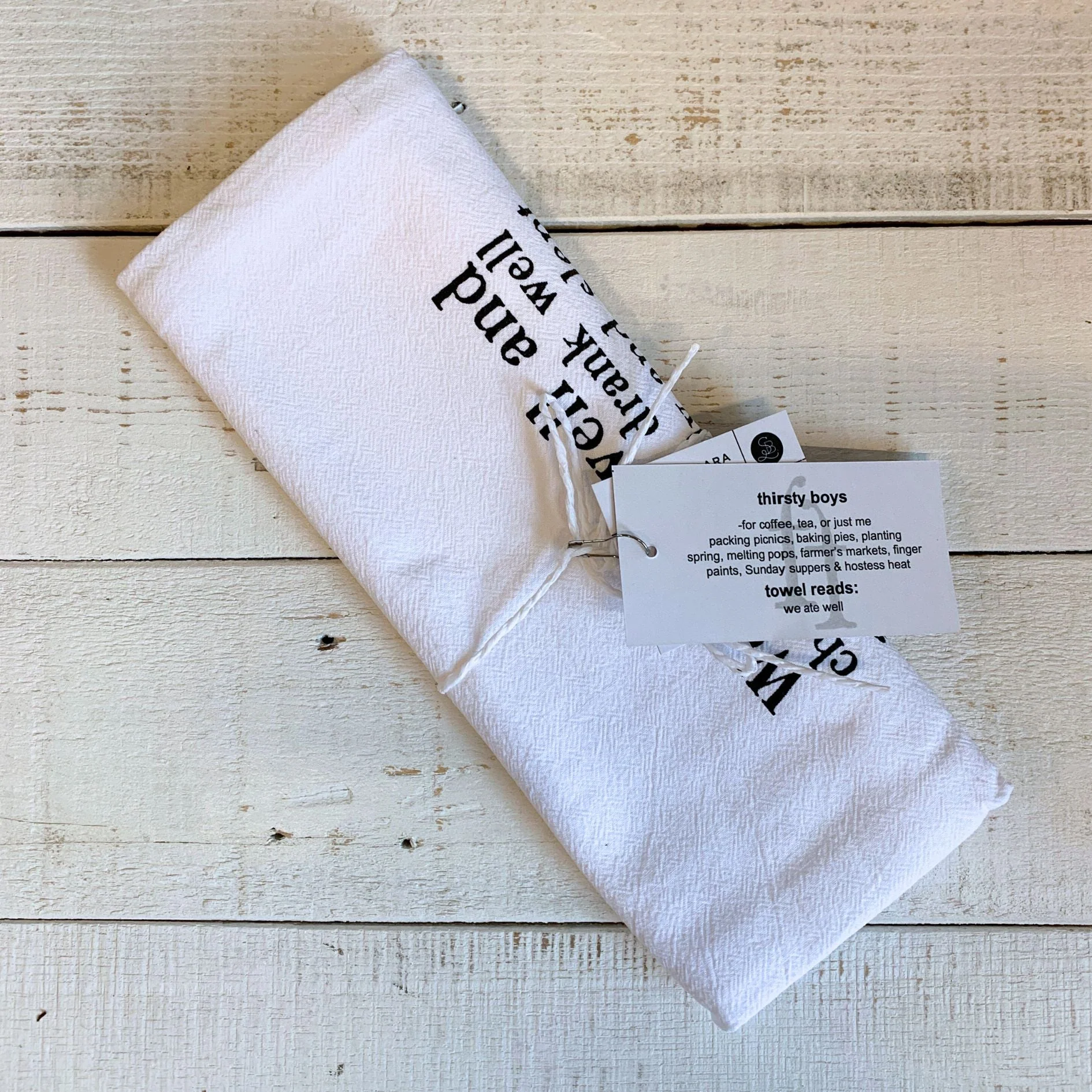 Hemingway Quote "We Ate Well and Loved Each Other" Thirsty Boy Dish Towel | Cotton Flour Sack Kitchen Towel | 30" x 30" - Image 6