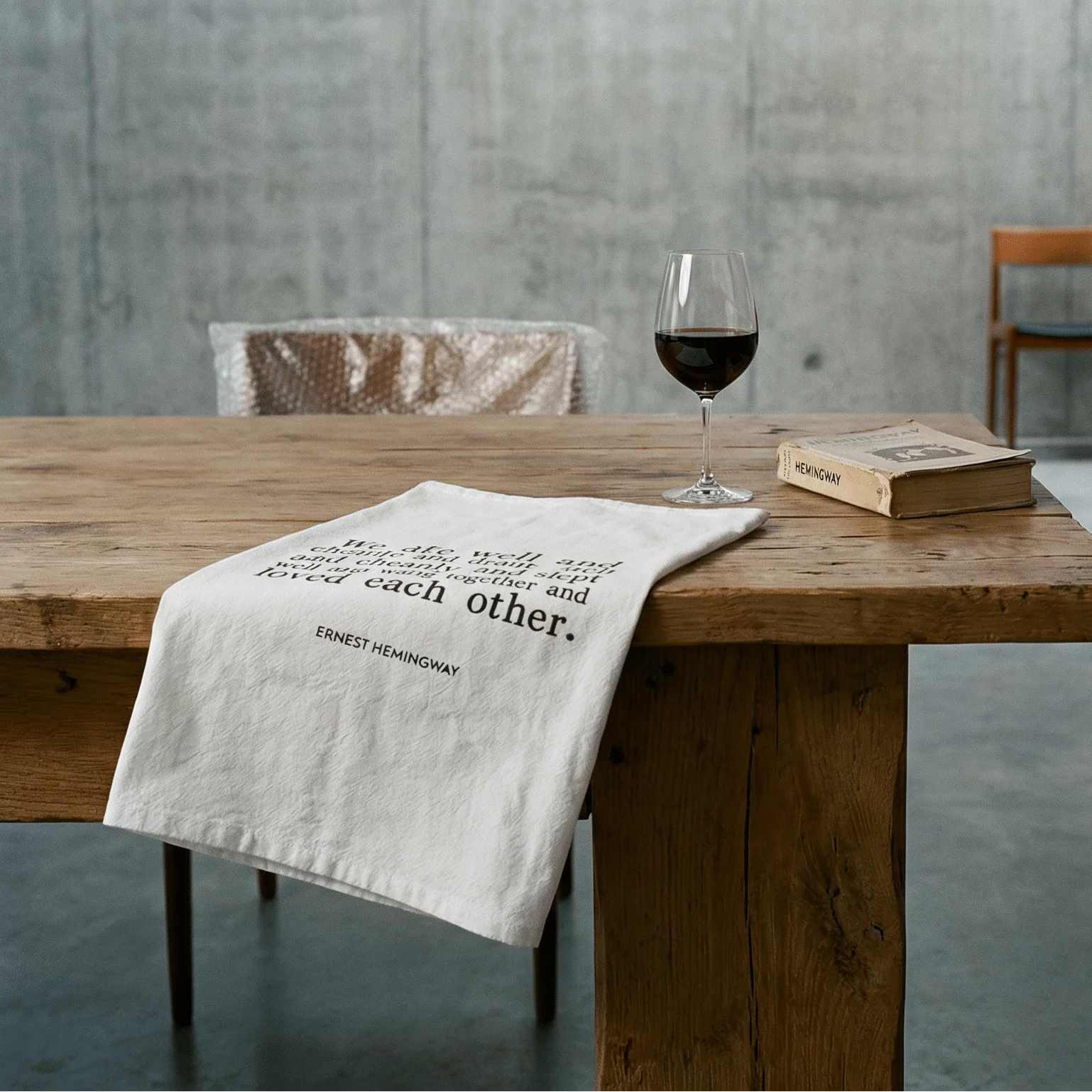 Hemingway Quote "We Ate Well and Loved Each Other" Thirsty Boy Dish Towel | Cotton Flour Sack Kitchen Towel | 30" x 30" - Image 7