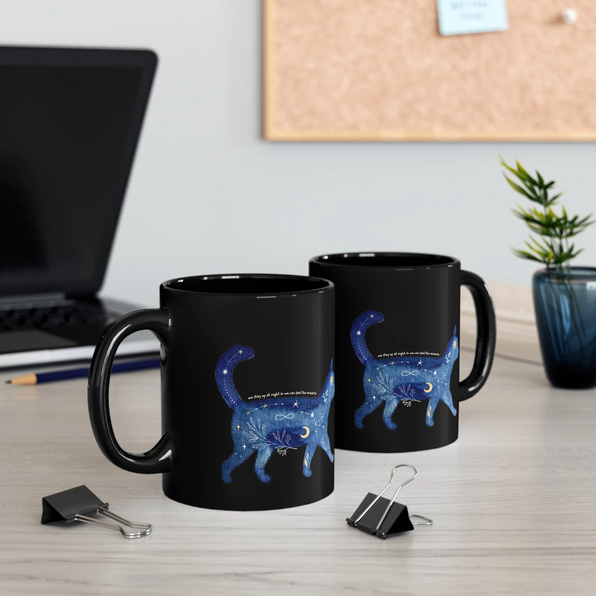 We Stay Up At Night So We Can Feel The Universe 11oz Black Mug - Image 4