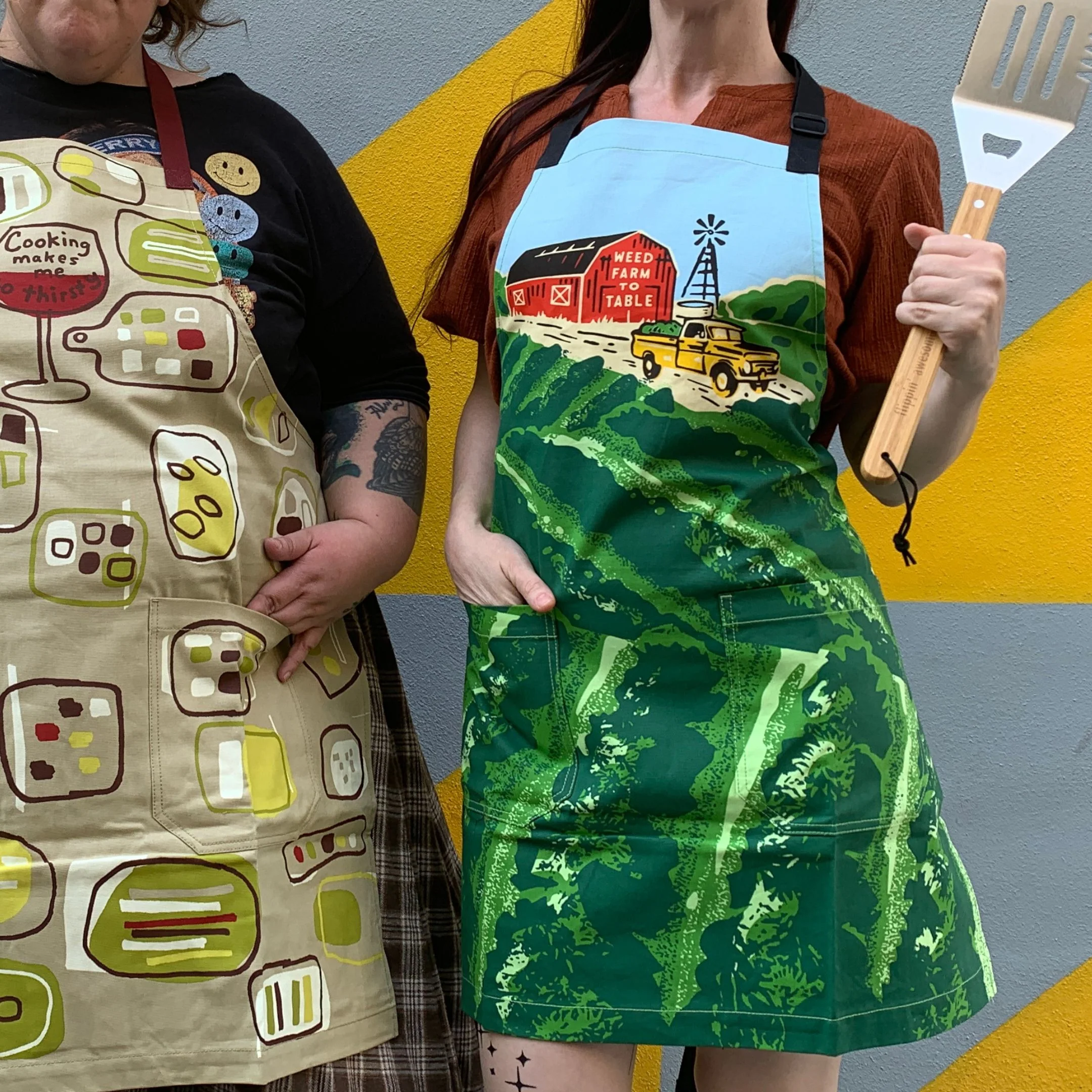 Weed Farm To Table Funny Cooking and BBQ Apron | Funny Marijuana Themed Unisex 2 Pockets Adjustable Strap 100% Cotton | BlueQ at GetBullish - Image 5