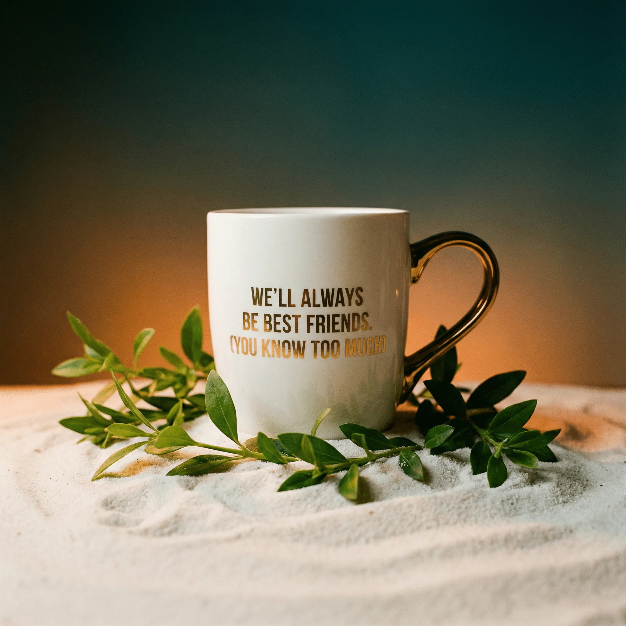 We'll Always Be Best Friends (You Know Too Much) Mug Gold Handle | Stoneware Coffee Tea Cup | 16oz - Image 11