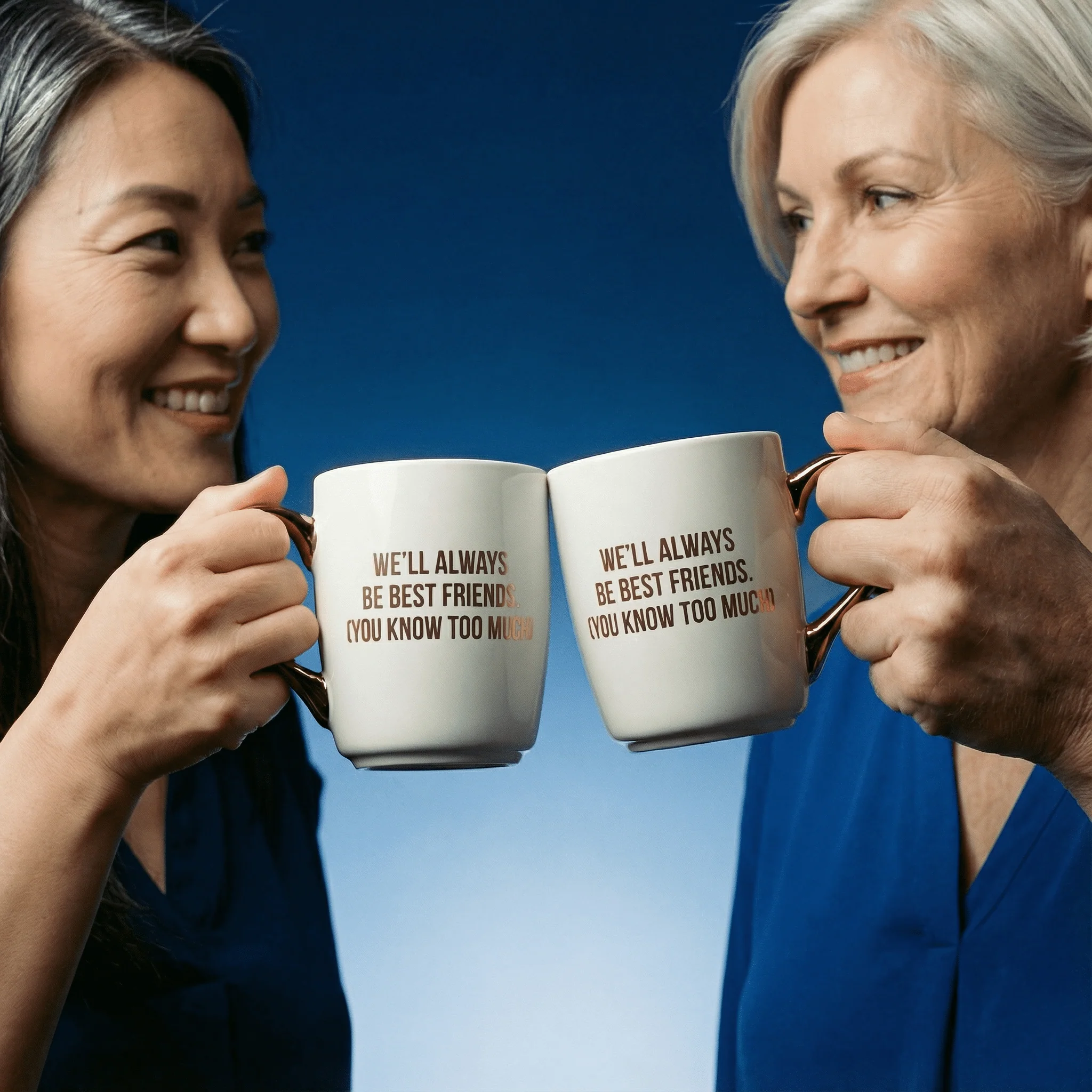 We'll Always Be Best Friends (You Know Too Much) Mug Gold Handle | Stoneware Coffee Tea Cup | 16oz - Image 2