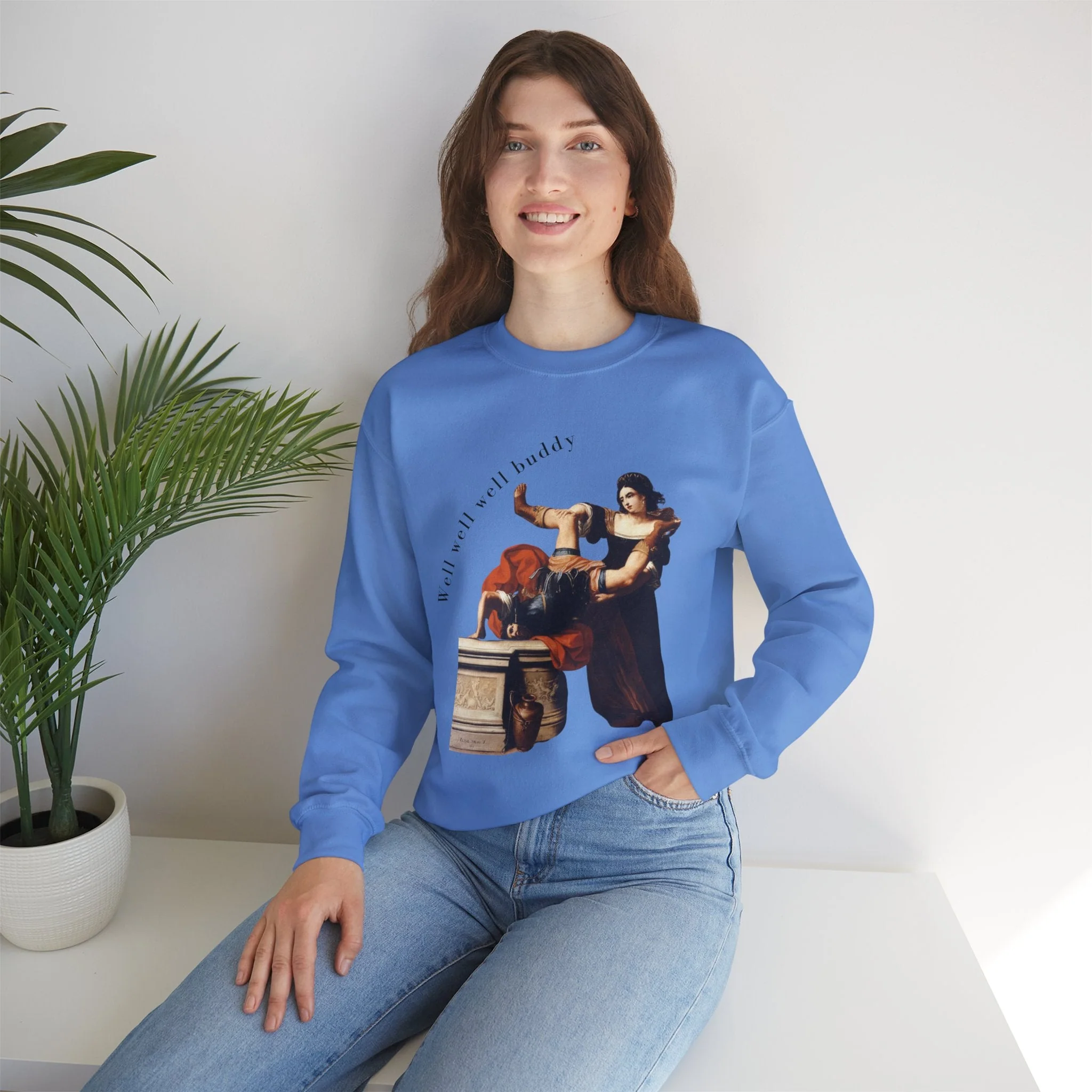 Well Well Well Buddy Timoclea Kills the Captain of Alexander the Great Unisex Heavy Blend™ Crewneck Sweatshirt (Sizes S-5X) - Image 5