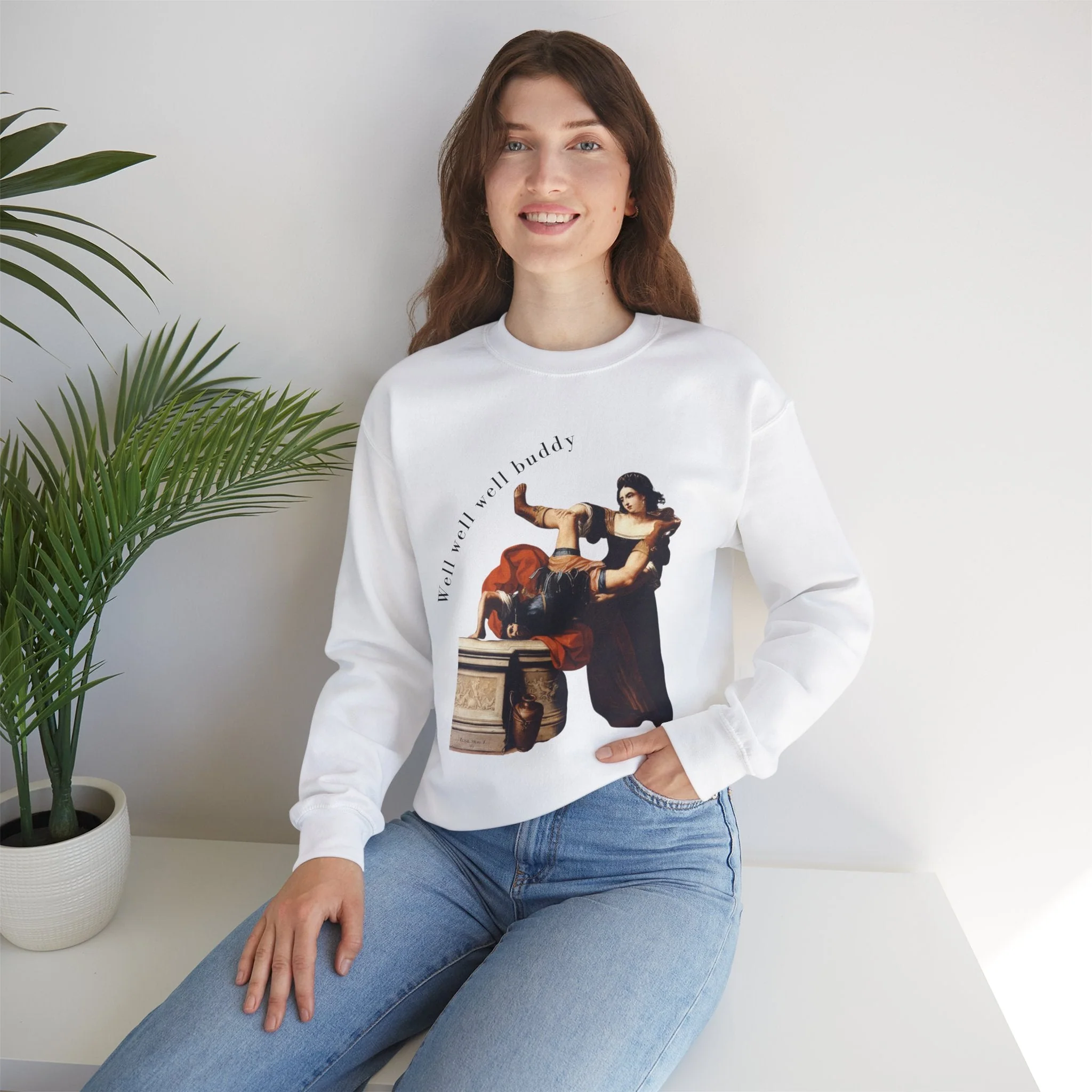 Well Well Well Buddy Timoclea Kills the Captain of Alexander the Great Unisex Heavy Blend™ Crewneck Sweatshirt (Sizes S-5X) - Image 7
