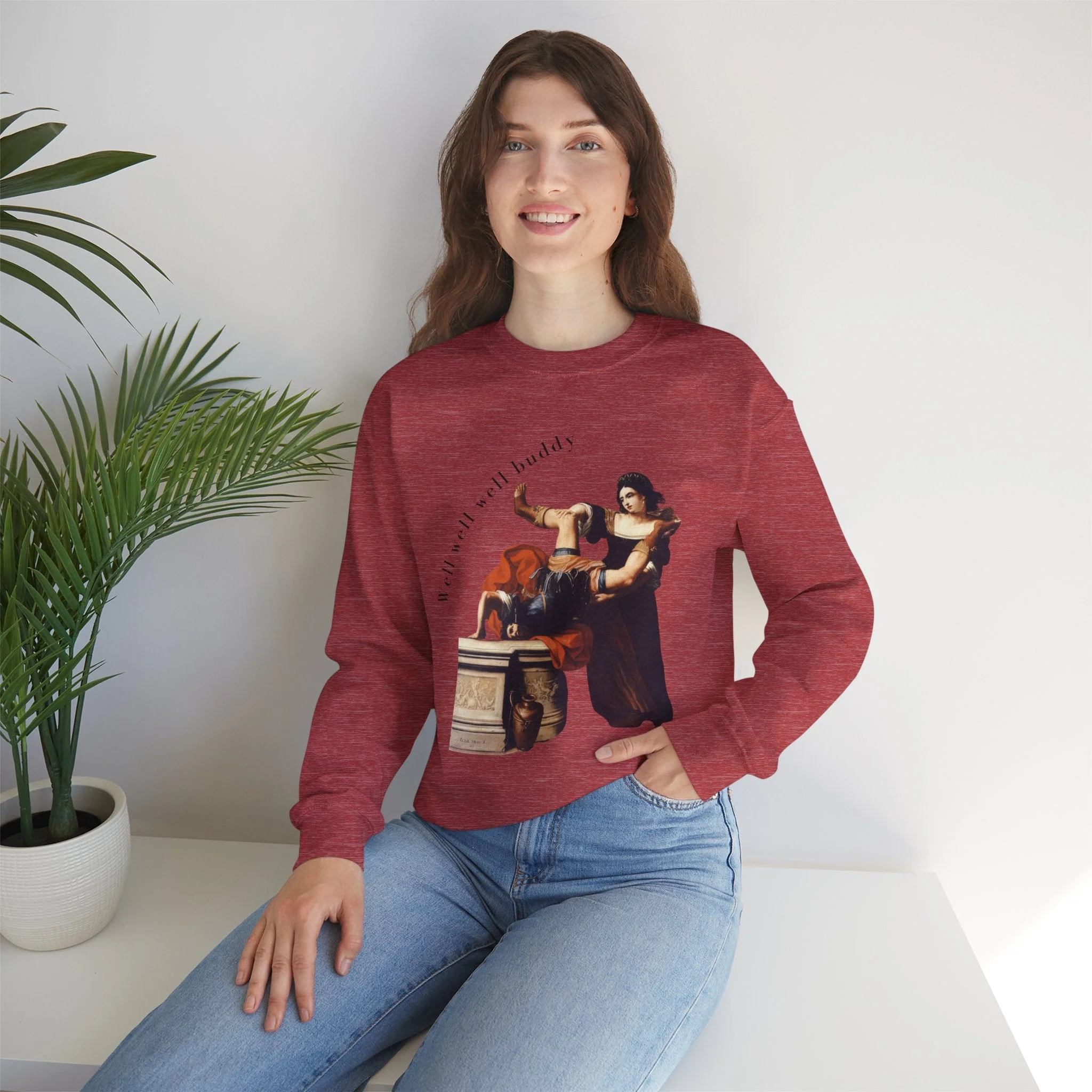 Well Well Well Buddy Timoclea Kills the Captain of Alexander the Great Unisex Heavy Blend™ Crewneck Sweatshirt (Sizes S-5X) - Image 8