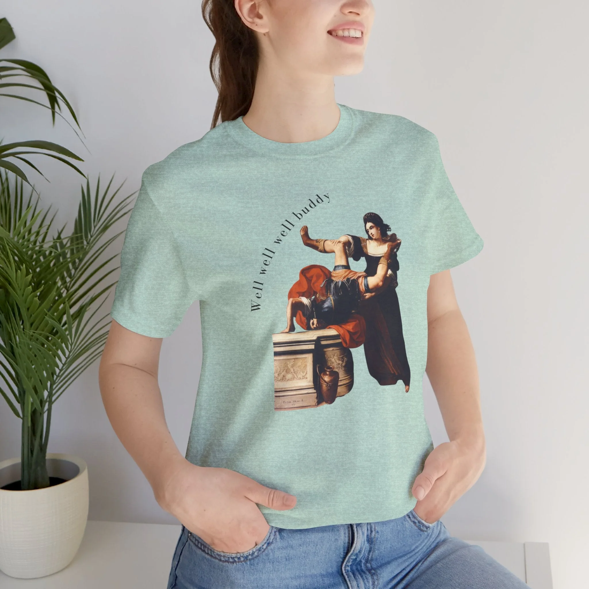 Well Well Well Buddy Timoclea Kills the Captain of Alexander the Great Feminist Historical Art Unisex Jersey Short Sleeve Tee - Image 16