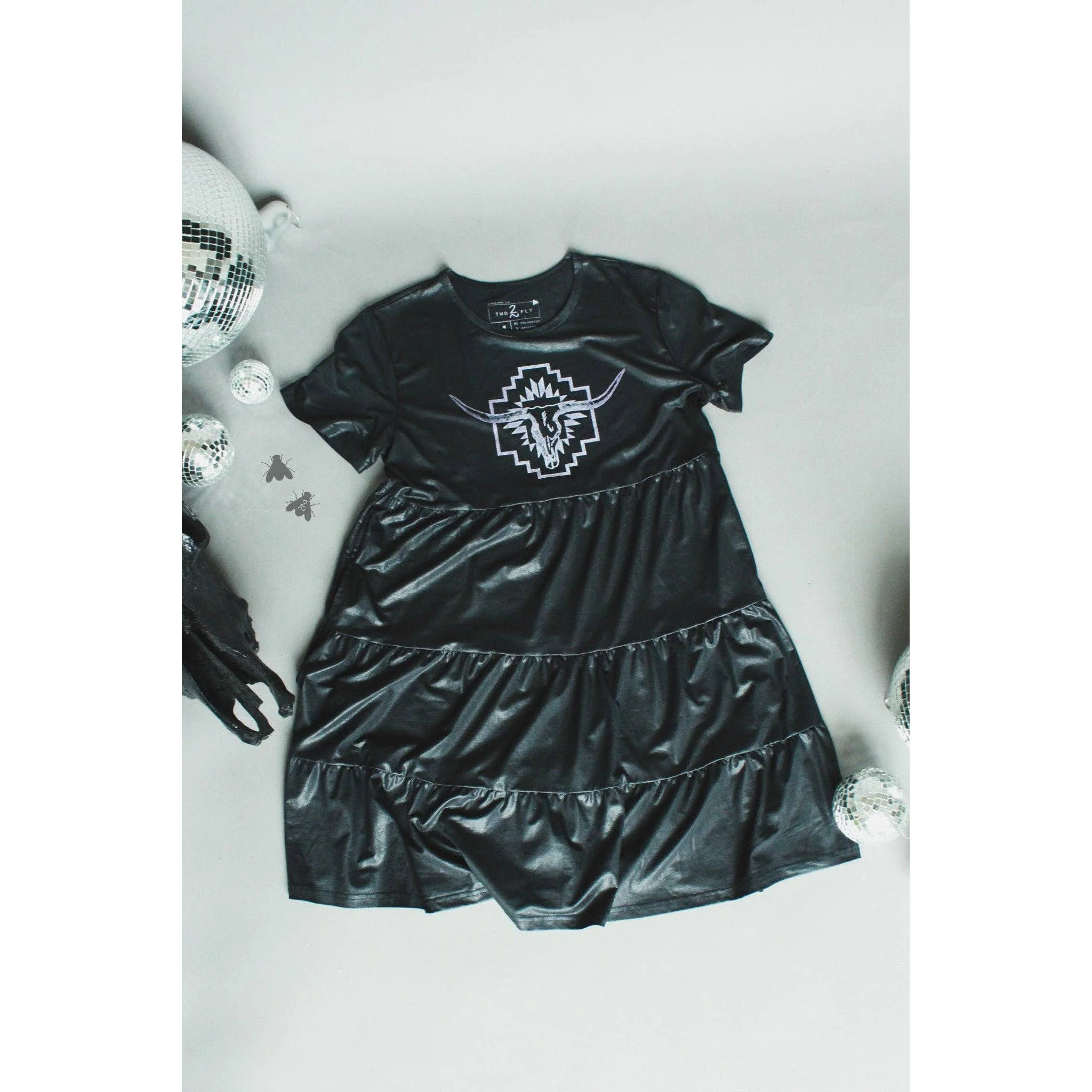 [Size M Remaining] Leather Look Western Style "Cisco" Dress - Image 2