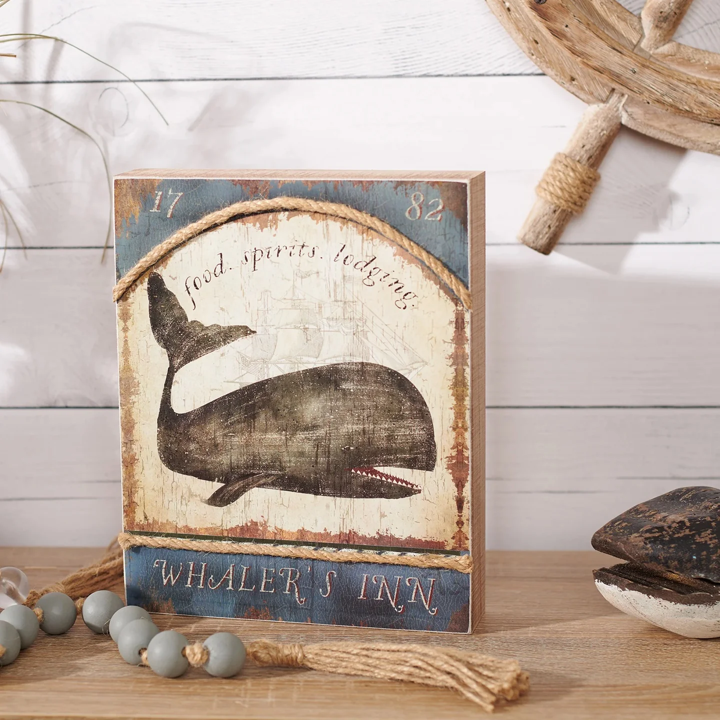 Whaler's Inn Pub Sign for Home Bar | Nautical Themed Rustic Wooden Decor | 8" x 10" - Image 2