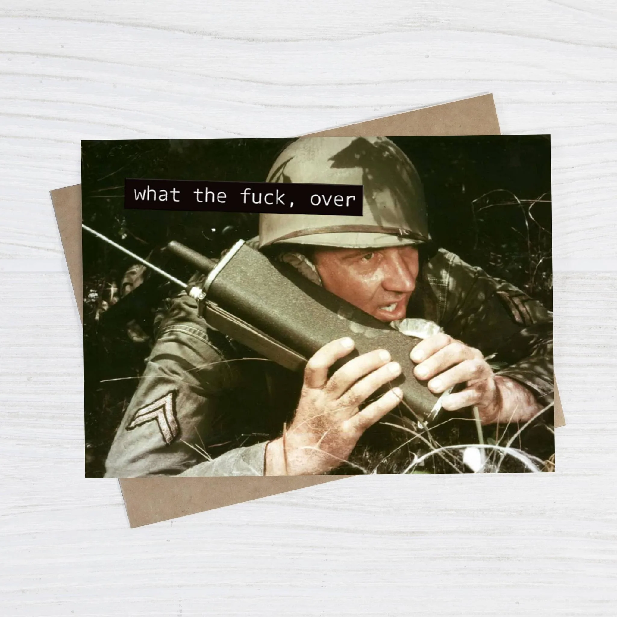 What the F***, Over Funny Greeting Card | Vintage Military Snark Humor Blank Card - Image 2