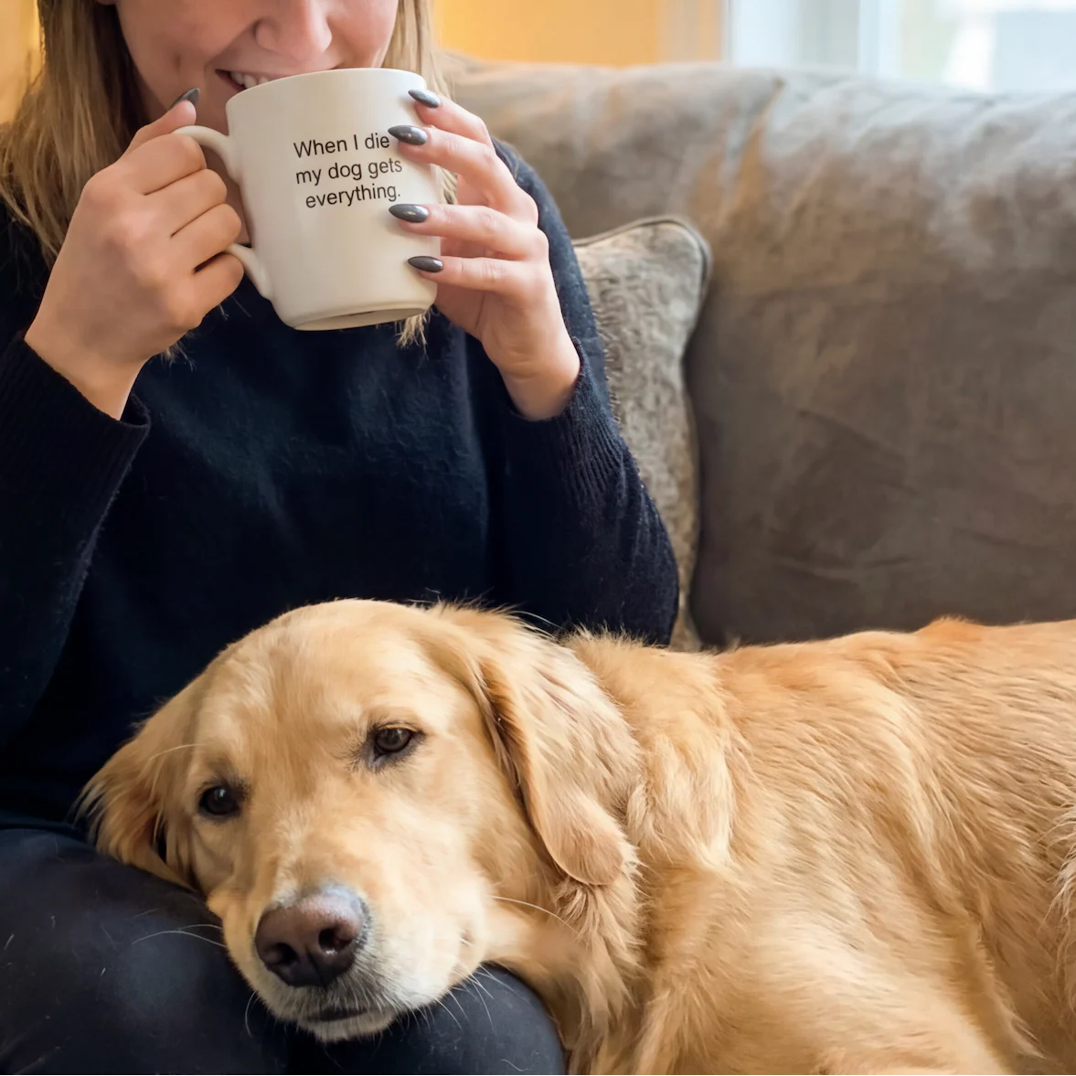 When I Die My Dog Gets Everything Matte White Mug | Coffee Tea Ceramic Mug | 16oz - Image 2