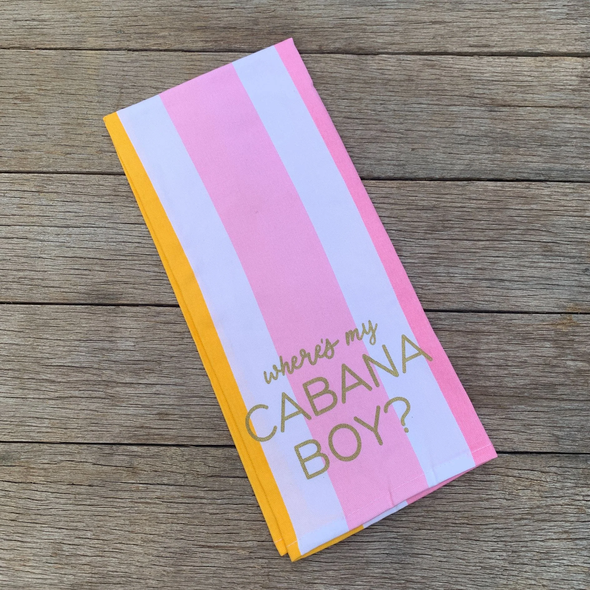 Where's My Cabana Boy Tea Towel in Multicolor Stripes | Cotton Kitchen Hand Dish Cloth | 28" L x 18" - Image 6