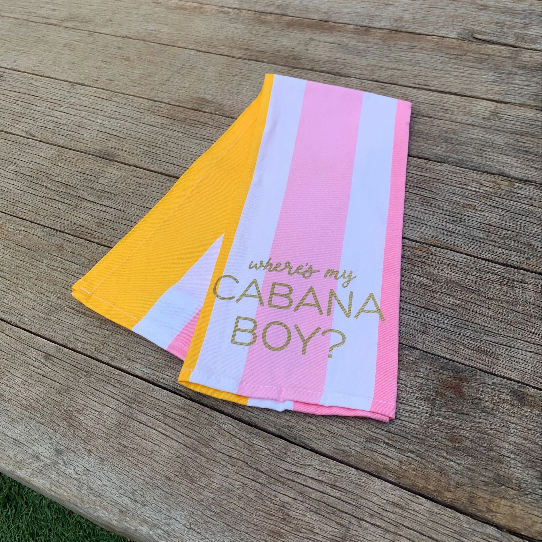Where's My Cabana Boy Tea Towel in Multicolor Stripes | Cotton Kitchen Hand Dish Cloth | 28" L x 18" - Image 8