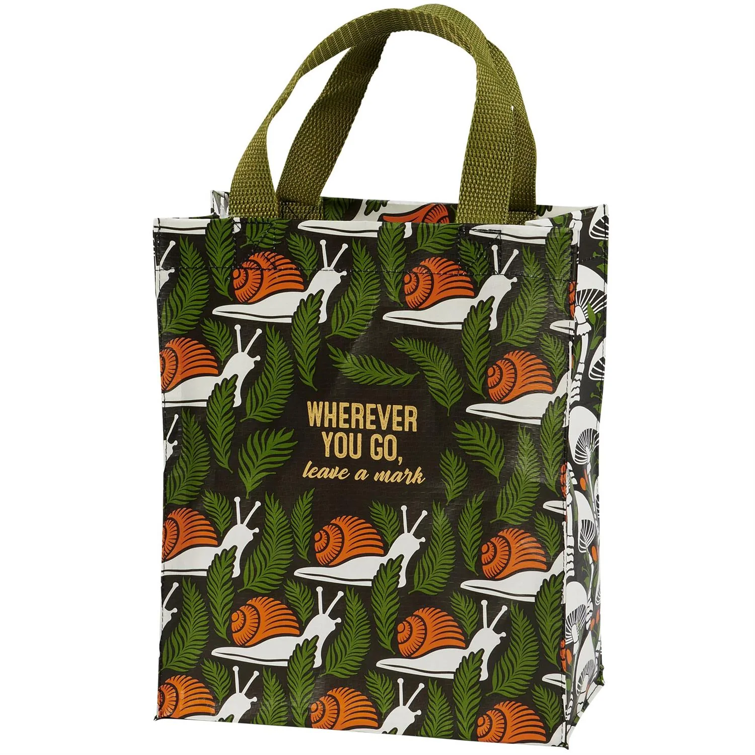 Wherever You Go Leave a Mark Daily Tote | Snail Pattern Retro Market Shopping Bag - Image 3