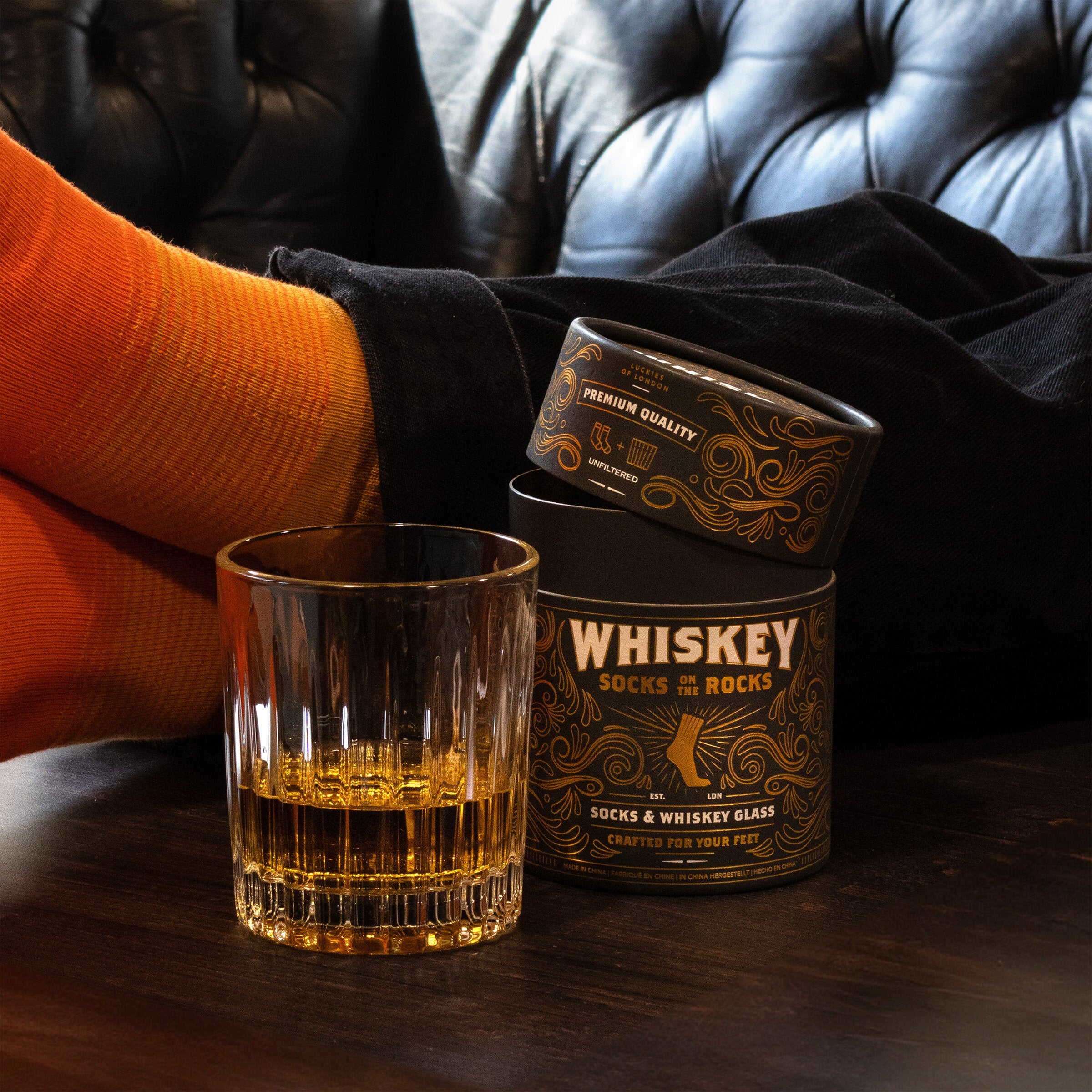 Whiskey Socks on the Rocks | Whiskey Glass and Orange Retro Socks Set - Image 10