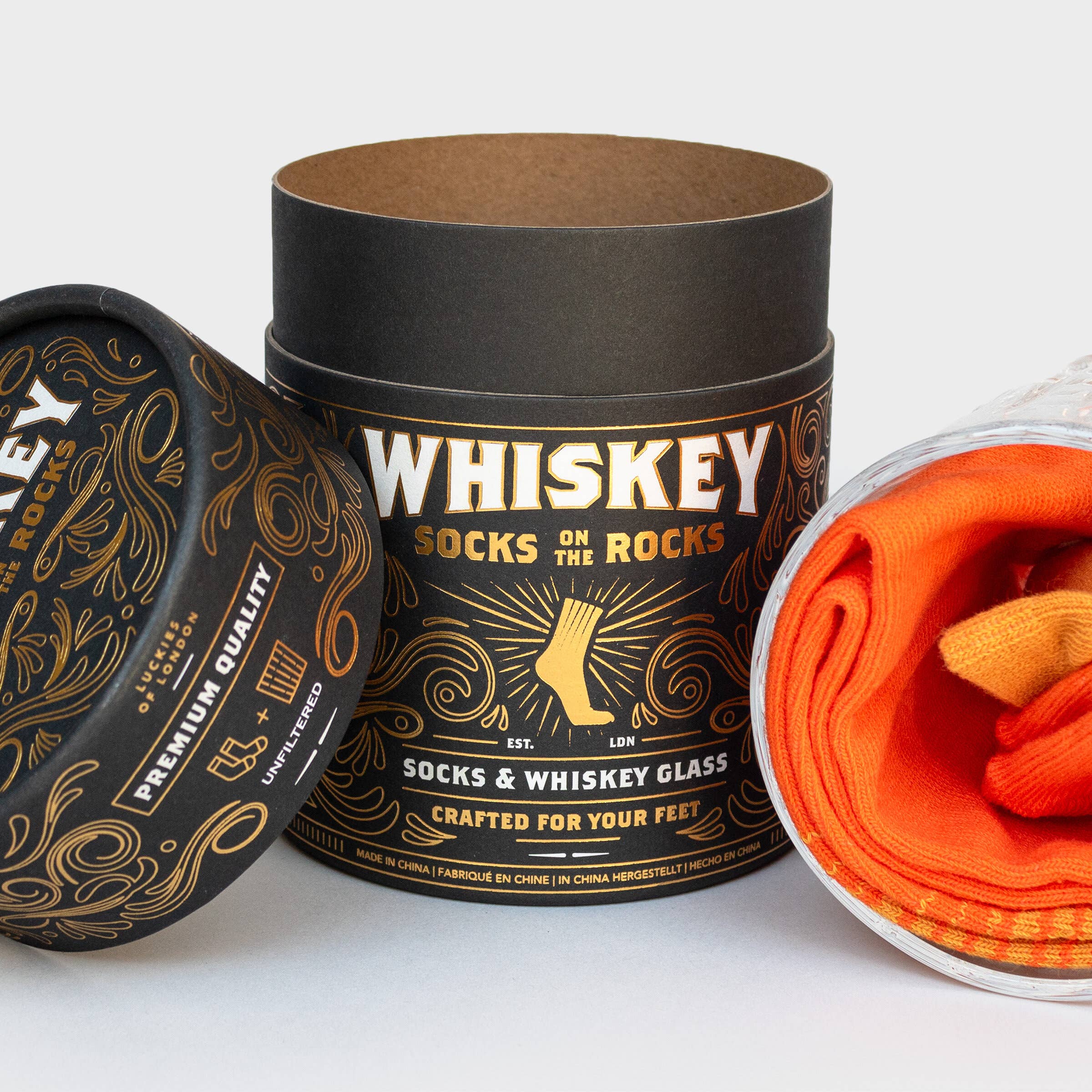 Whiskey Socks on the Rocks | Whiskey Glass and Orange Retro Socks Set - Image 4