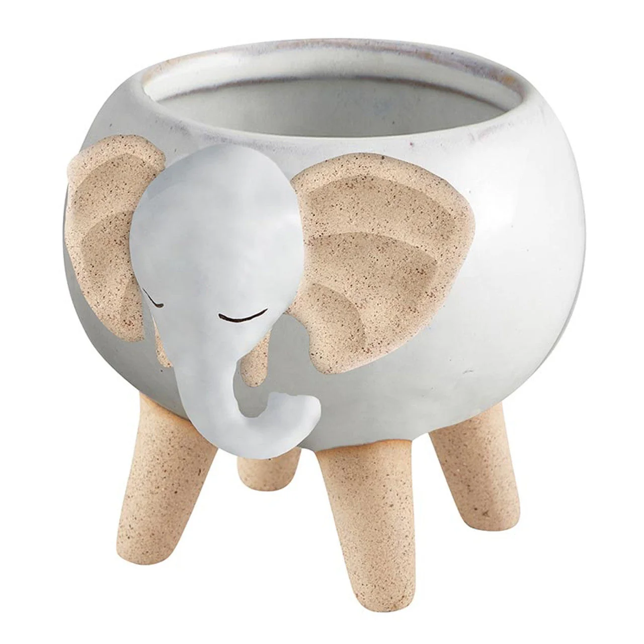 White Elephant Pot | Decorative Succulents Ceramic Planter | 2.5" Tall - Image 3