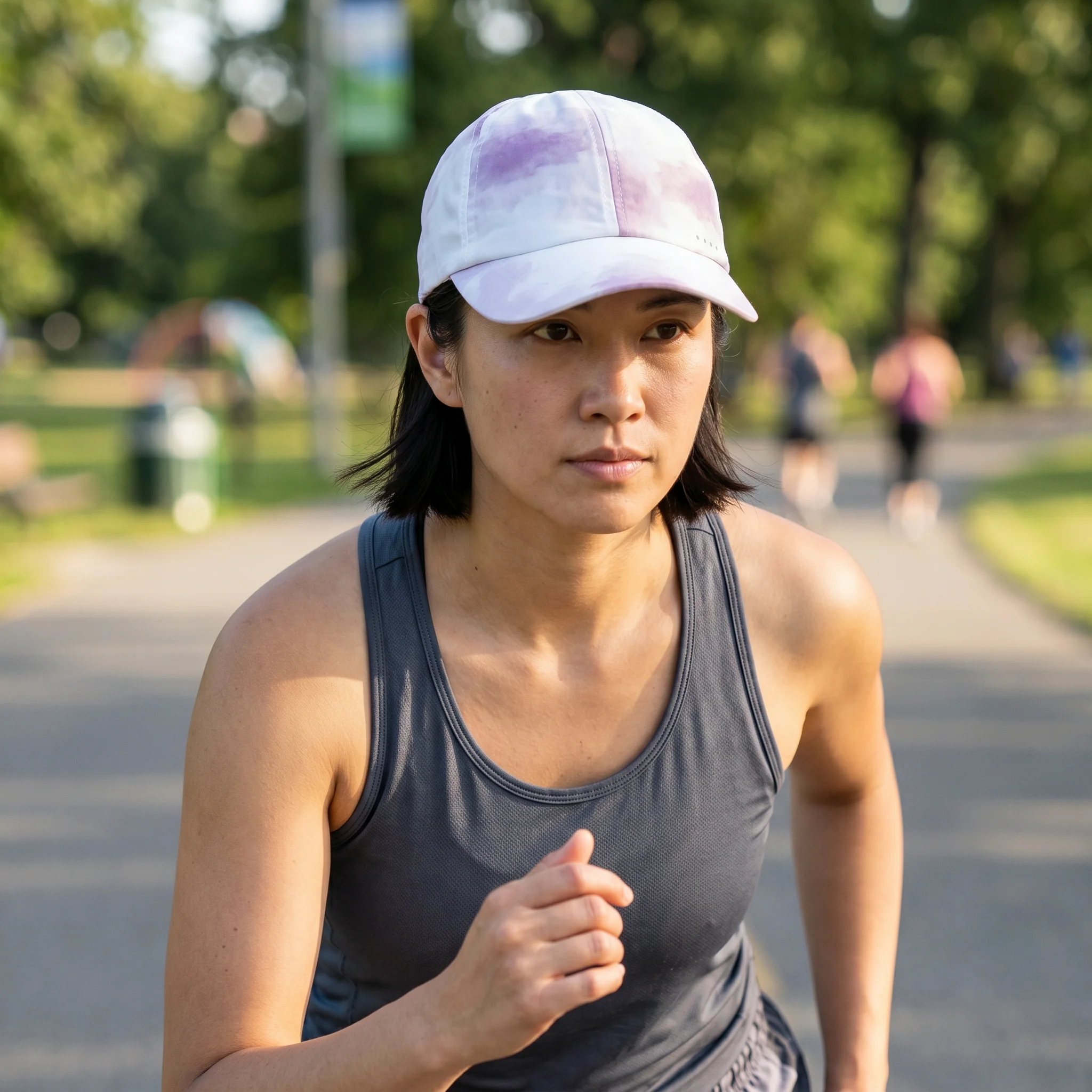 Full On Monet Running Cap | Moisture-Wicking Athletic Cap in White & Mauve - Image 4