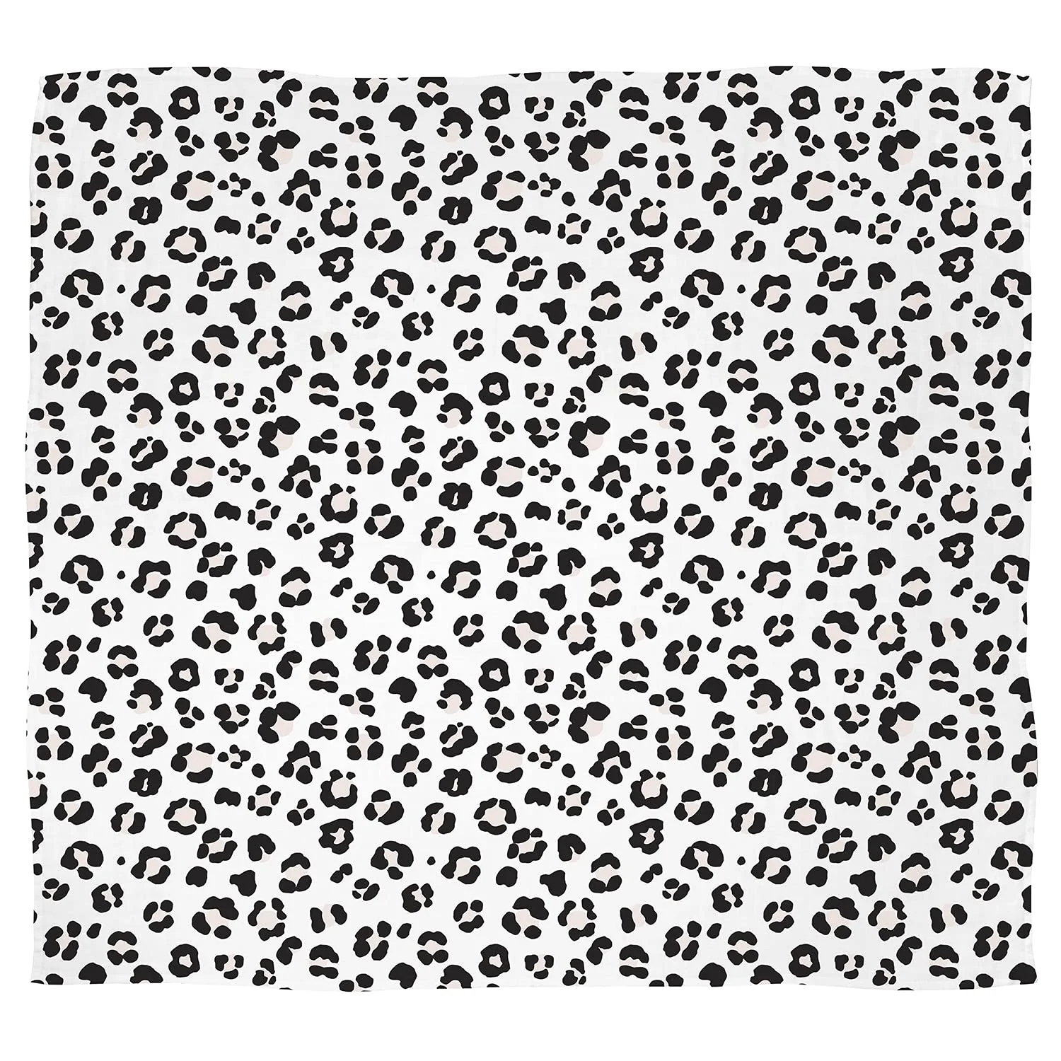 White Swaddle Blanket in Cheetah Print in Pink and Black Spots | 45" x 45" | Baby Infant Toddler Gifts - Image 3