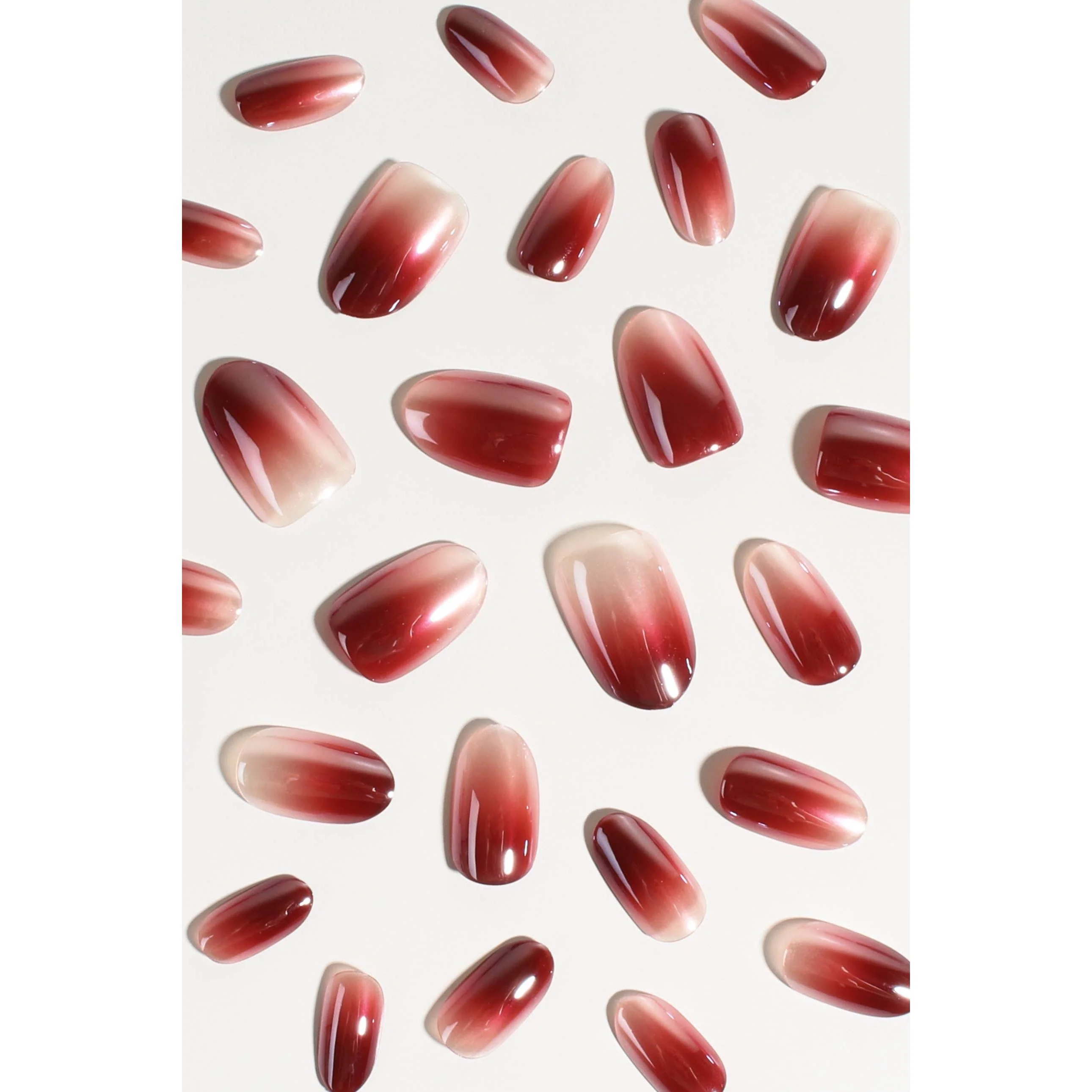 Wine Frost Press-On Nails | Burgundy Chrome Gradient Nails | Reusable & Non-Toxic - Image 3