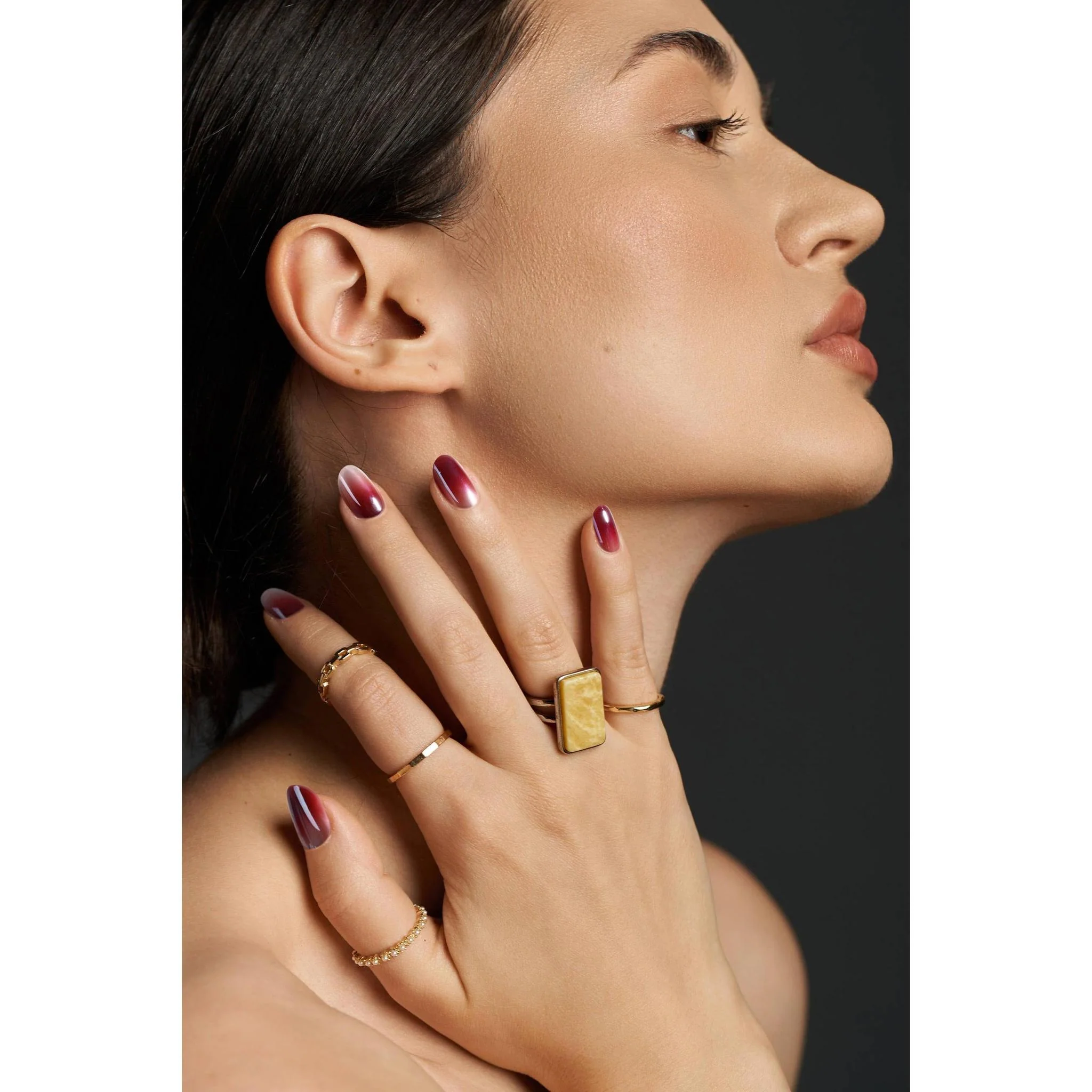 Wine Frost Press-On Nails | Burgundy Chrome Gradient Nails | Reusable & Non-Toxic - Image 4