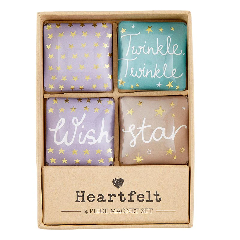 Gift Boxed Magnet Set | Wish Twinkle Square Glass Magnets Set of 4 - Image 3