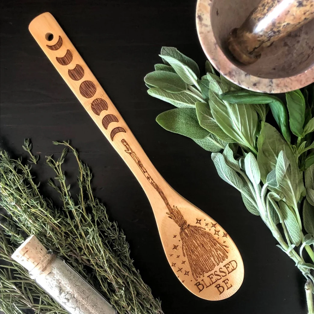 Witchy Bamboo Wooden Spoon Set | Halloween Kitchen Decor for Kitchen Witches - Image 3