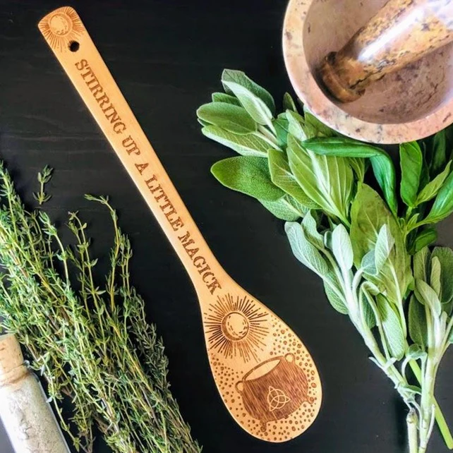 Witchy Bamboo Wooden Spoon Set | Halloween Kitchen Decor for Kitchen Witches - Image 4