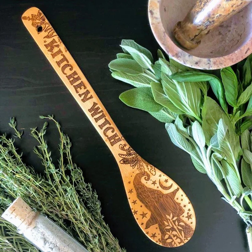 Witchy Bamboo Wooden Spoon Set | Halloween Kitchen Decor for Kitchen Witches - Image 5