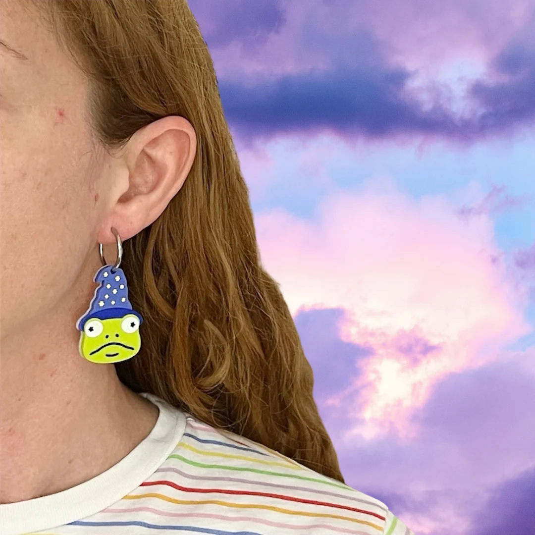Wizard Frog Earrings | Handmade - Image 2